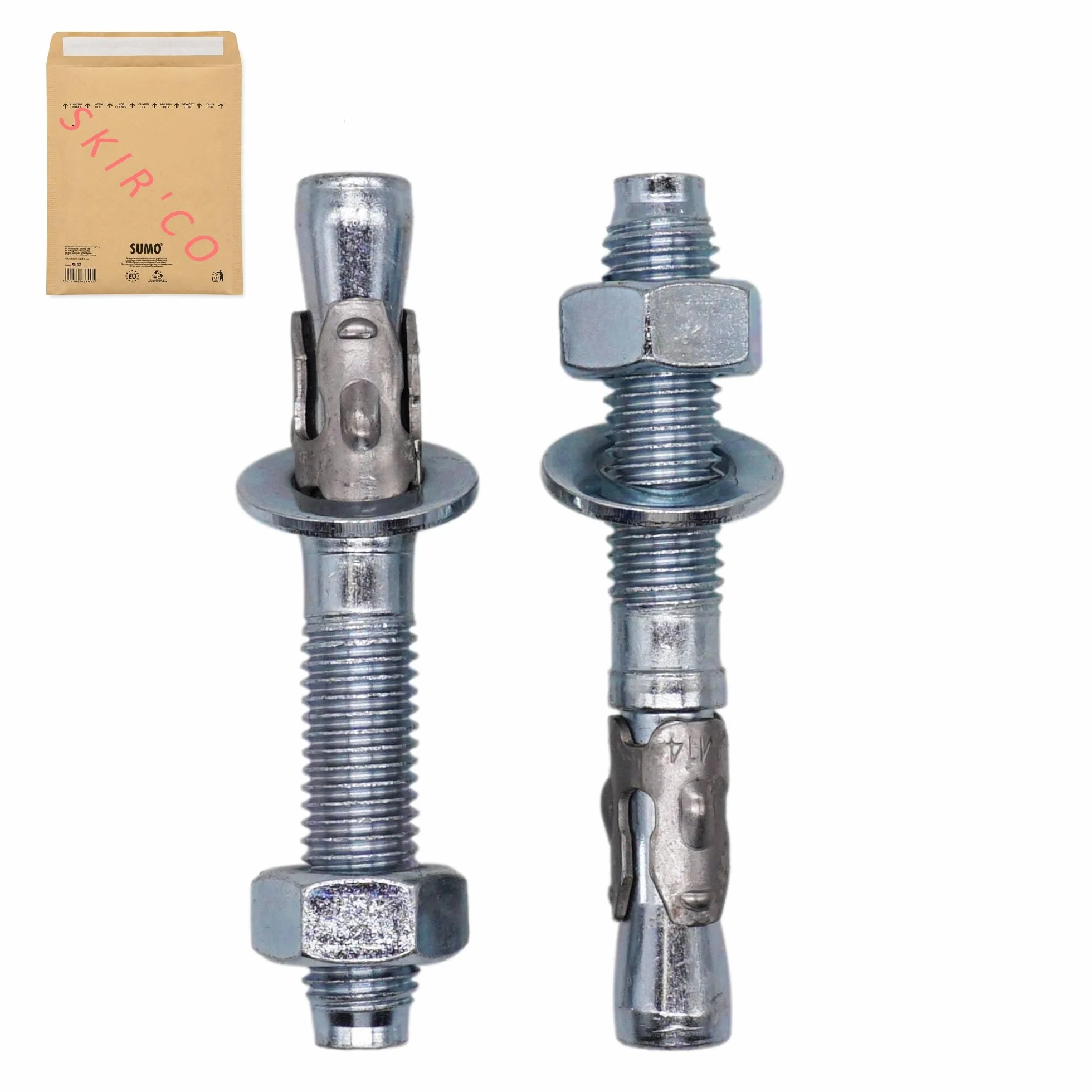 SKIR'CO (2 szt.) Ocynkowane kotwy klinowe M14 x 120 mm, metalowe kołki, śruby kotwiące, śruby rozporowe do muru i betonu