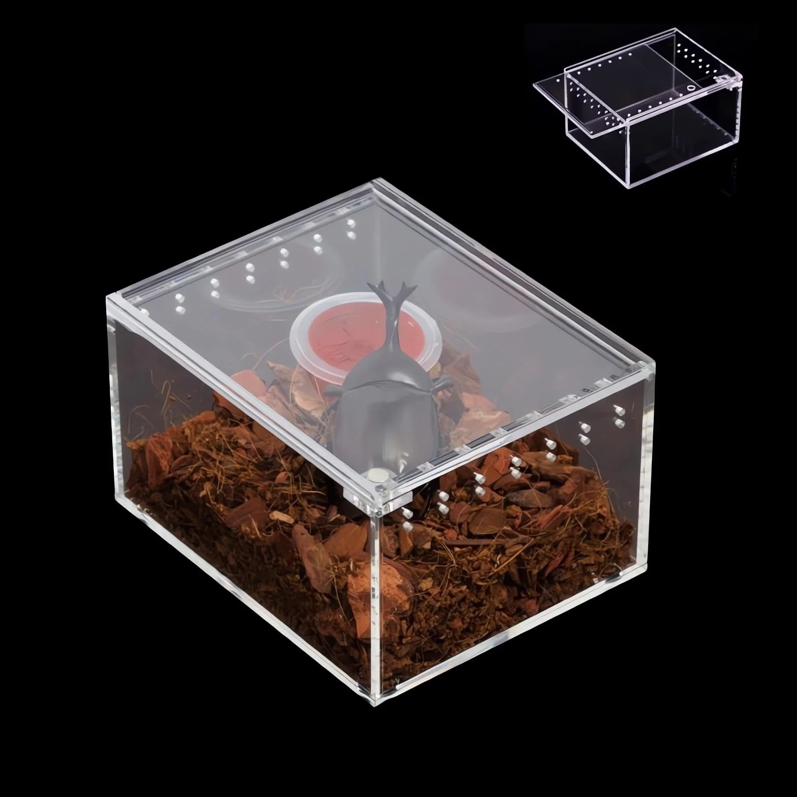 Magnetyczne akrylowe pudełko terrarium mini 10x8,5x6 cm dla pająków skorpionów węży