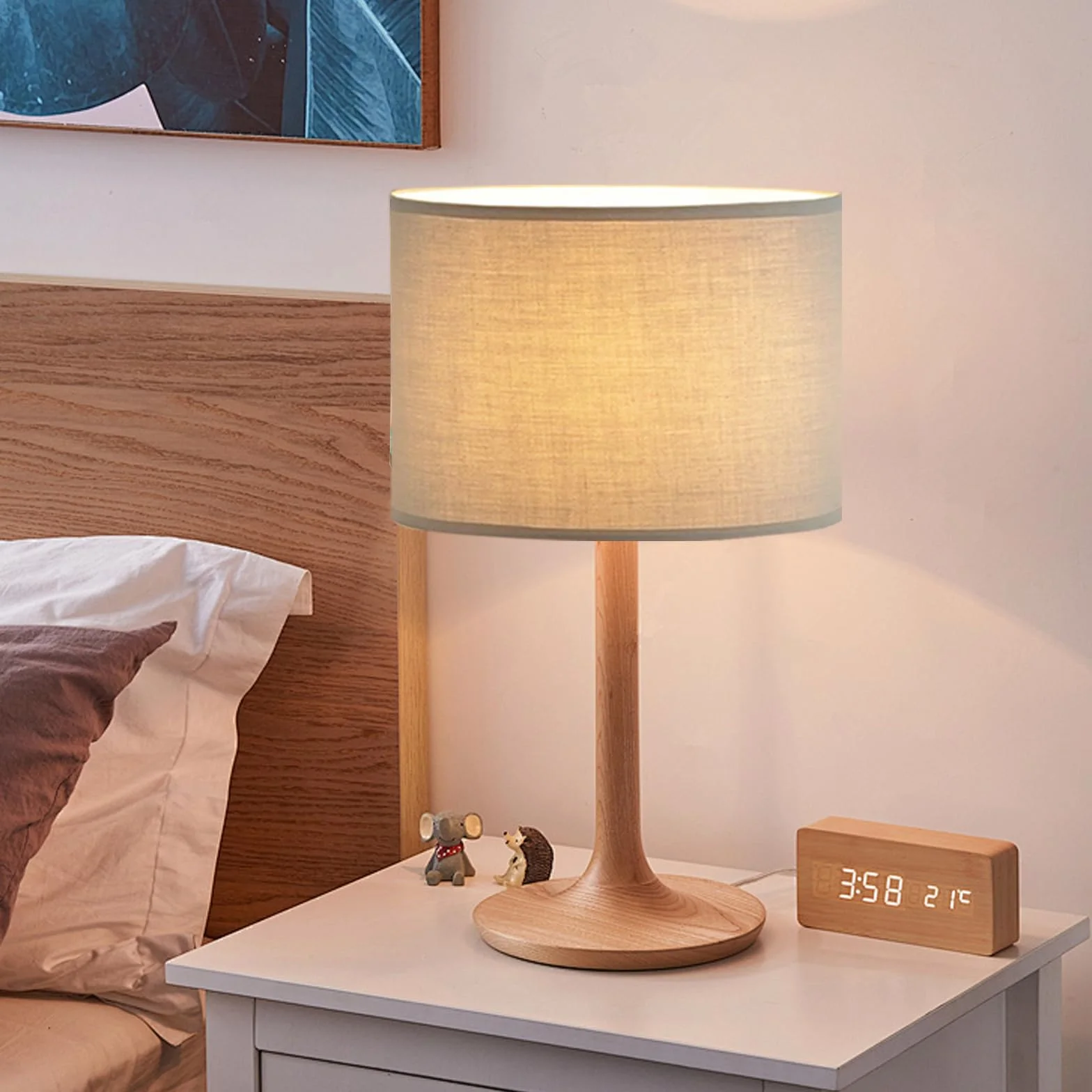 Klosz lampa z lnu, ręcznie wykonany abażur, lampy stojącej, wiszącej i stołowej, oprawka E27, nieoślepiające światło, Ø 30 cm x wys. 20 cm (szary)