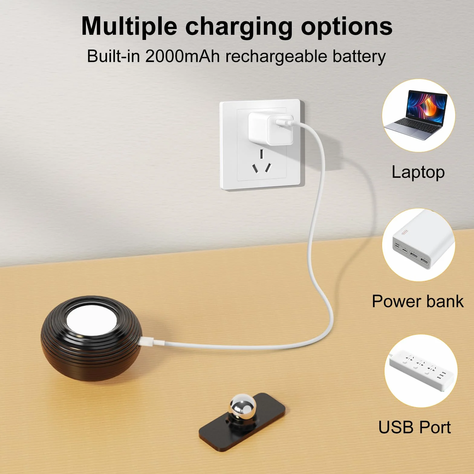Kinkiety LED do oświetlania wnętrz, z akumulat. o poj. 2000 mAh, 2 szt. w op., sterowanie dotykowe, 3 poz. jasności, obracane o kąt 360°, nadają się do salonu, sypialni, na schody, korytarz