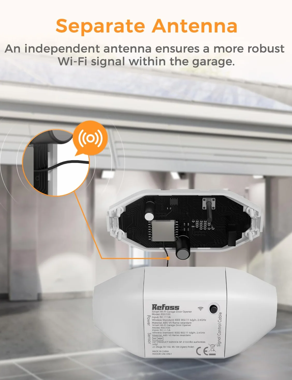 Refoss Smart Otwieracz do bram garażowych z pilotowaniem za pomocą sieci WLAN, kompatybilny z Apple HomeKit, Alexą i Google Home