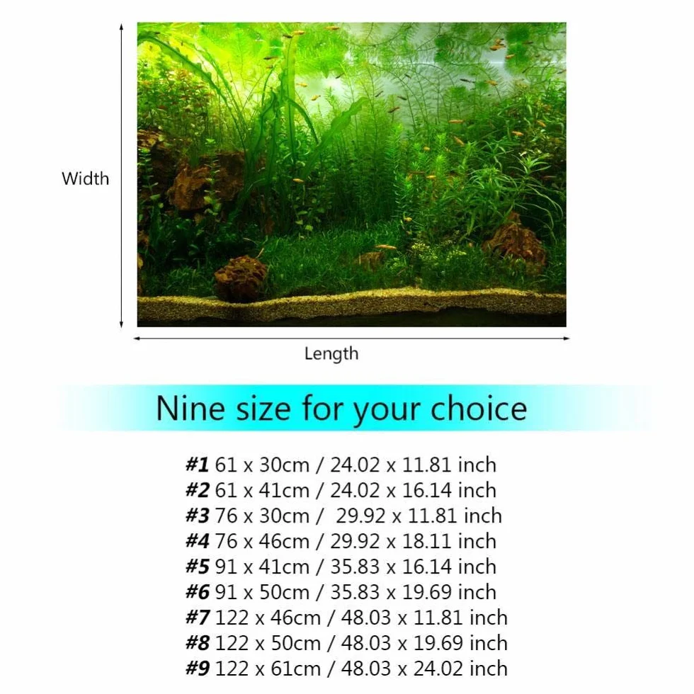 Akwarium plakat w tle trawa wodna styl akwarium tło klej do pvc dekoracje ścienne naklejki naklejki papierowe (61 * 30cm)