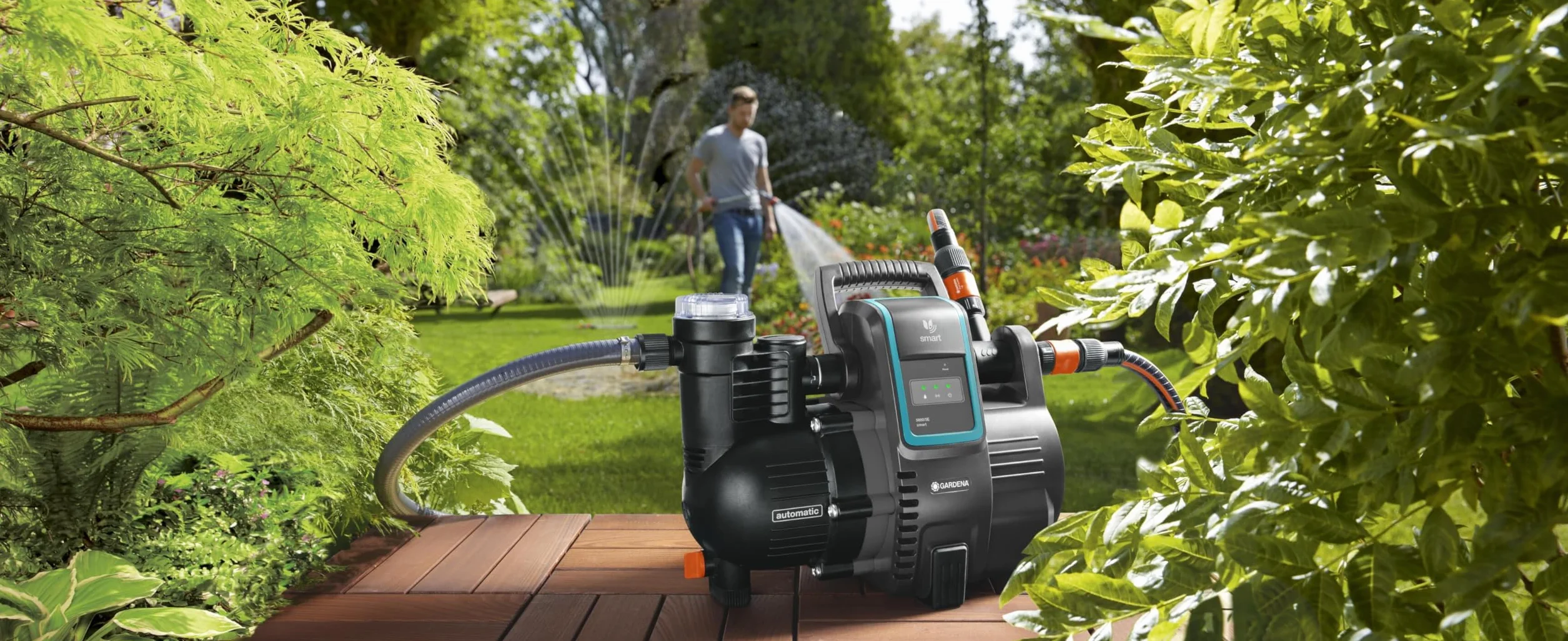 Gardena smart Pressure Pump 5000 l/h automatyczny hydrofor sterowany aplikacją filtr wstępny 8 m zabezpieczenie przed pracą na sucho