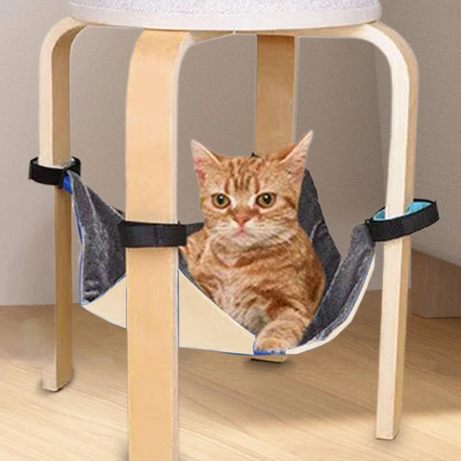 Cat Hammock, Adjustable Soft Swing 15.75x15.75 Inches, Double-Sided Comfortable Sleeping Pad, Breathable Resting Bed, Cage Hanging Accessory for Kittens, Small Pets, Rabbits