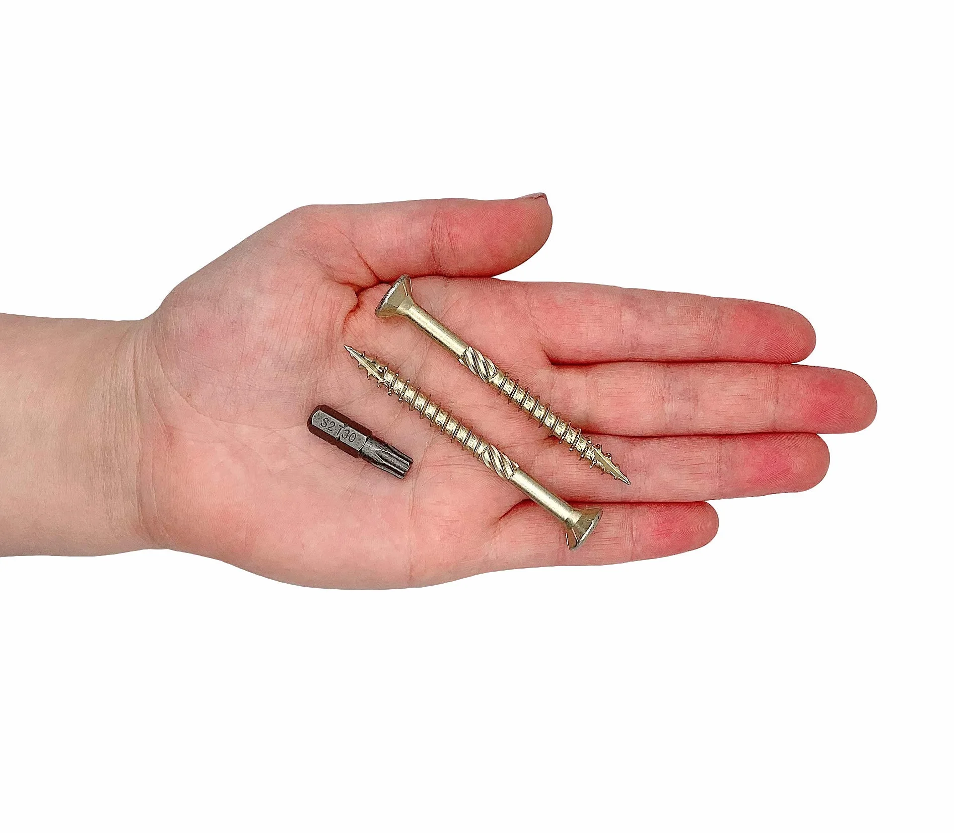 Zestaw 30 śrub do drewna ze stali ocynkowanej żółta łbek Torx Typ 17 Śruby z łbem stożkowym 6,0 x 70 mm