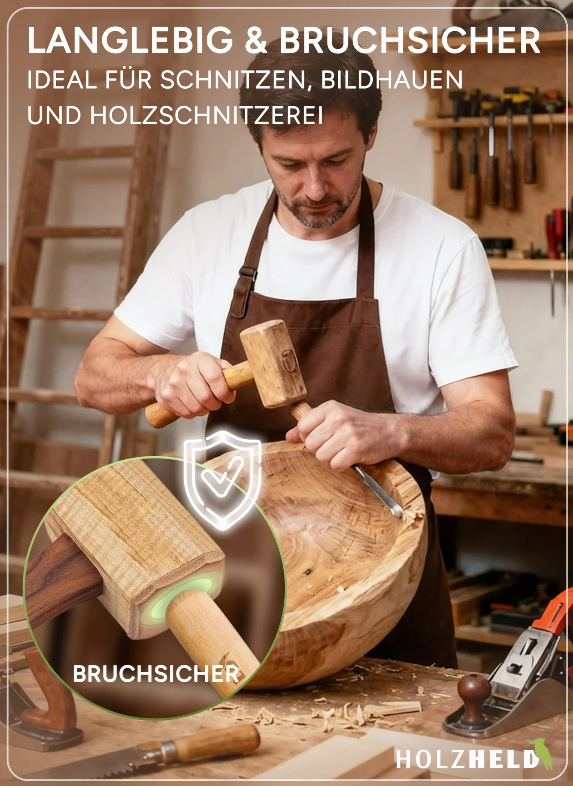 HOLZHELD - 6-częściowy zestaw dłut składający się z dłuta i dłuta drążonego do obróbki drewna dla hobbystów. Wysokiej jakości japońska stal do stolarki.