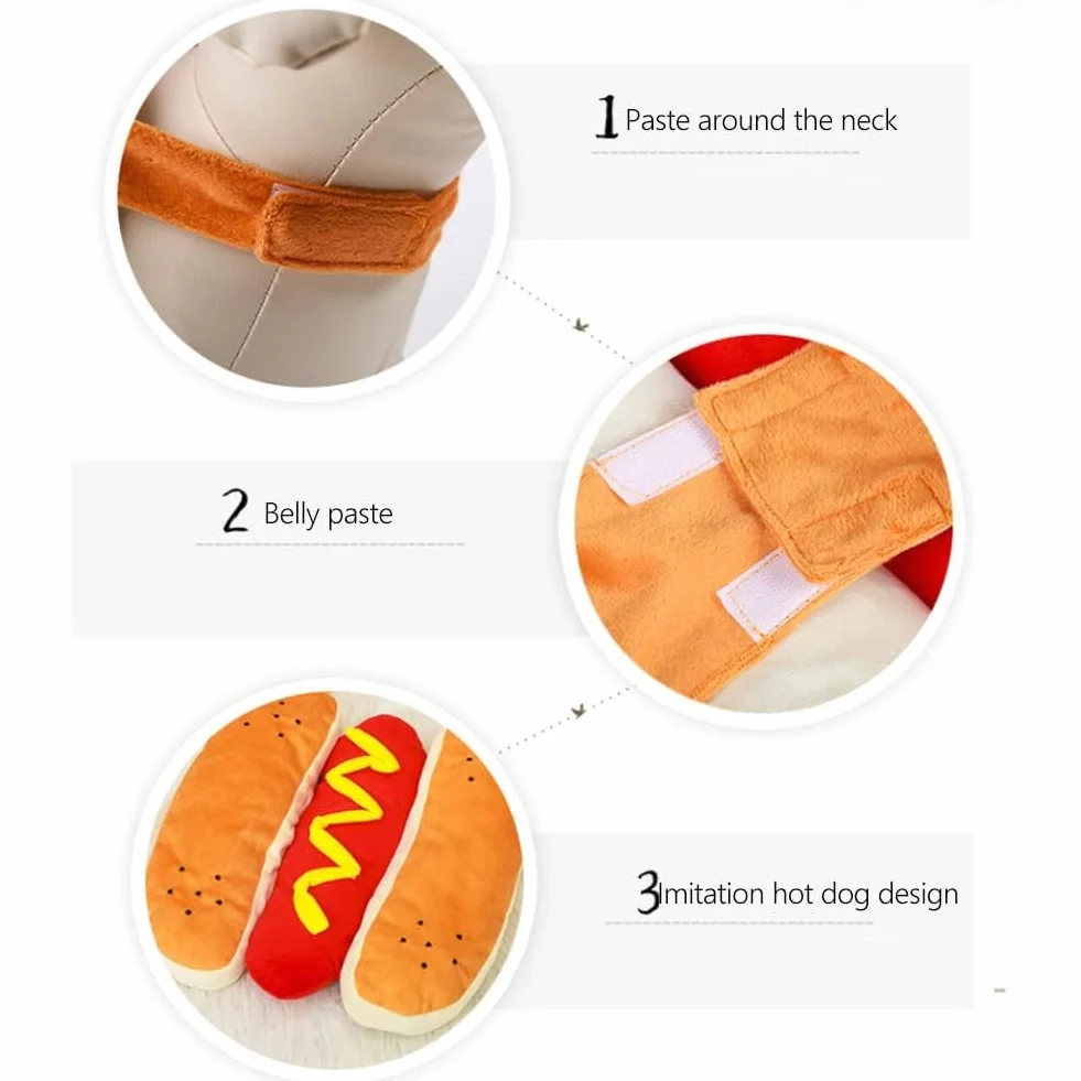 Kostium Hot Dog dla psa Hamburger Design Halloween strój Cosplay dla szczeniaka (S)