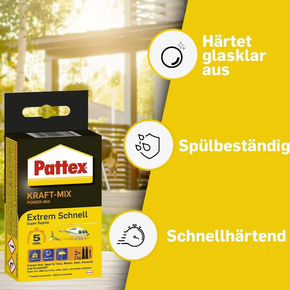 Pattex Kraft-Mix Klej Szybkoschnący 2-Komponentowy, 2x12g