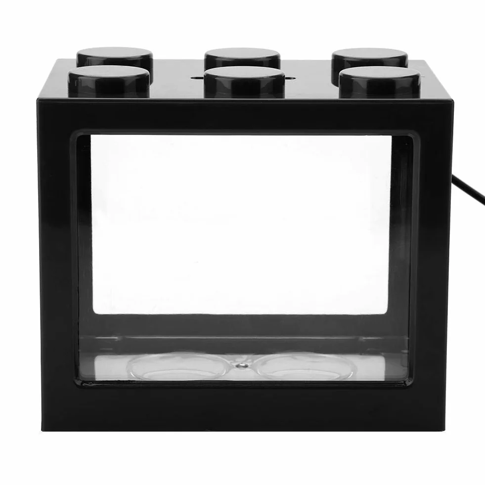 Akwarium Mini LED, Trwałe tworzywo sztuczne Z lampą LED USB Pudełko akwariowe Biurowy stolik do herbaty Dekoracyjny (# 2)