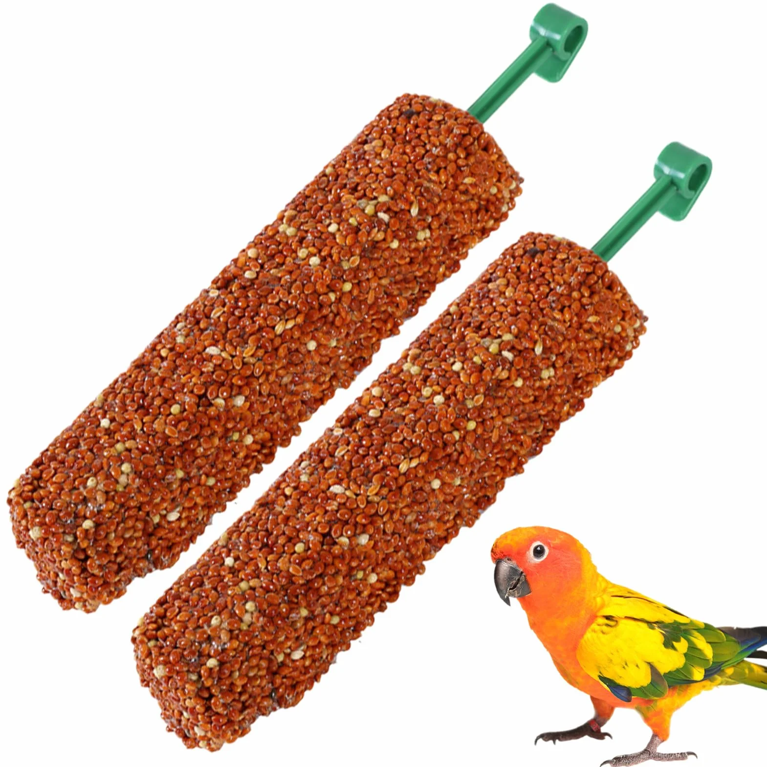 Parakeet Treats Sticks, Bird Snack Two, 5.51x0.98x0.98 inches Foraging Chew Food, Training Reward Bites, Nutritious Blend Formula, Ideal for Parrot, Finch, Myna, Conure Companions