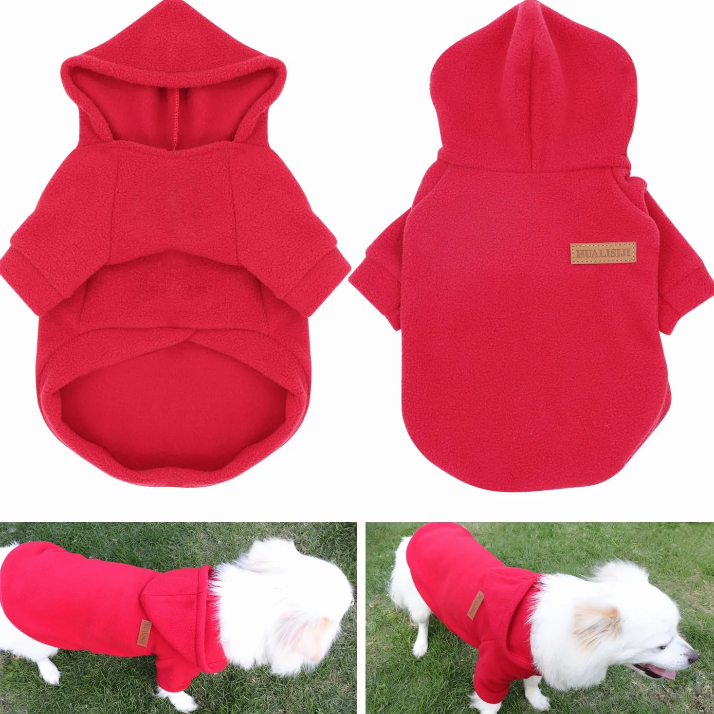 Bluza z kapturem dla psa Chihuahua Sweter polarowy XXL 2 sztuki czarny czerwony