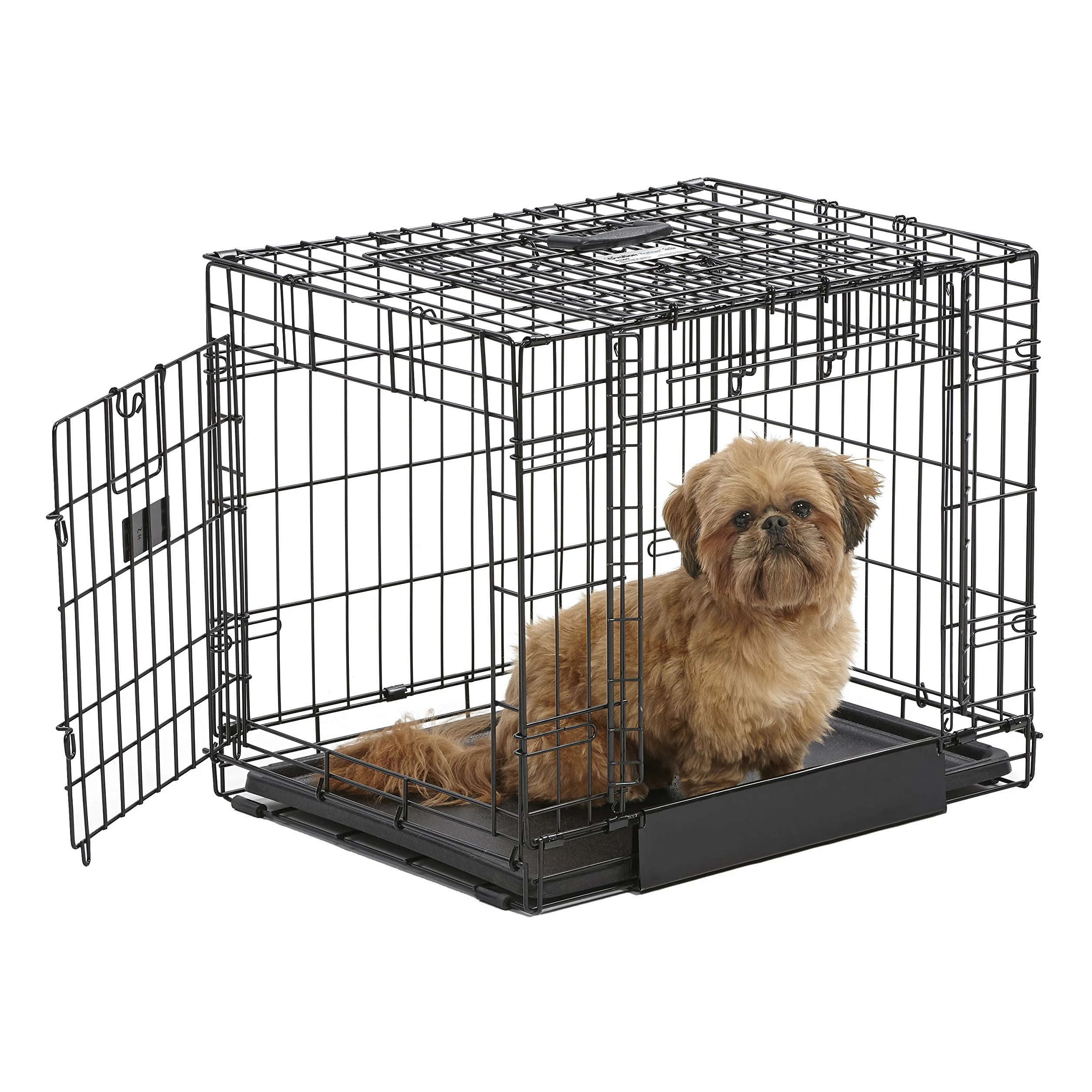 MidWest Homes for Pets Small Ovation Double Door 24-inch Folding Metal Dog Crate, Front and Up & Away Side Doors, Space-Saving Design