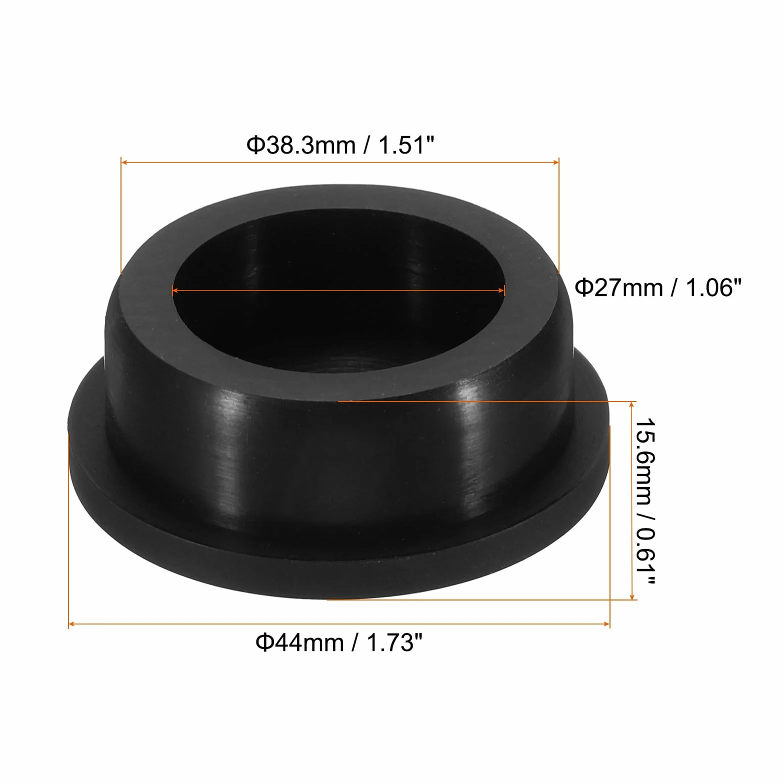 QUARKZMAN Silikonowe gumowe otwory 38,3 mm średnica miękki elastyczny zatrzask do 37-38 mm czarny otwór 2 szt