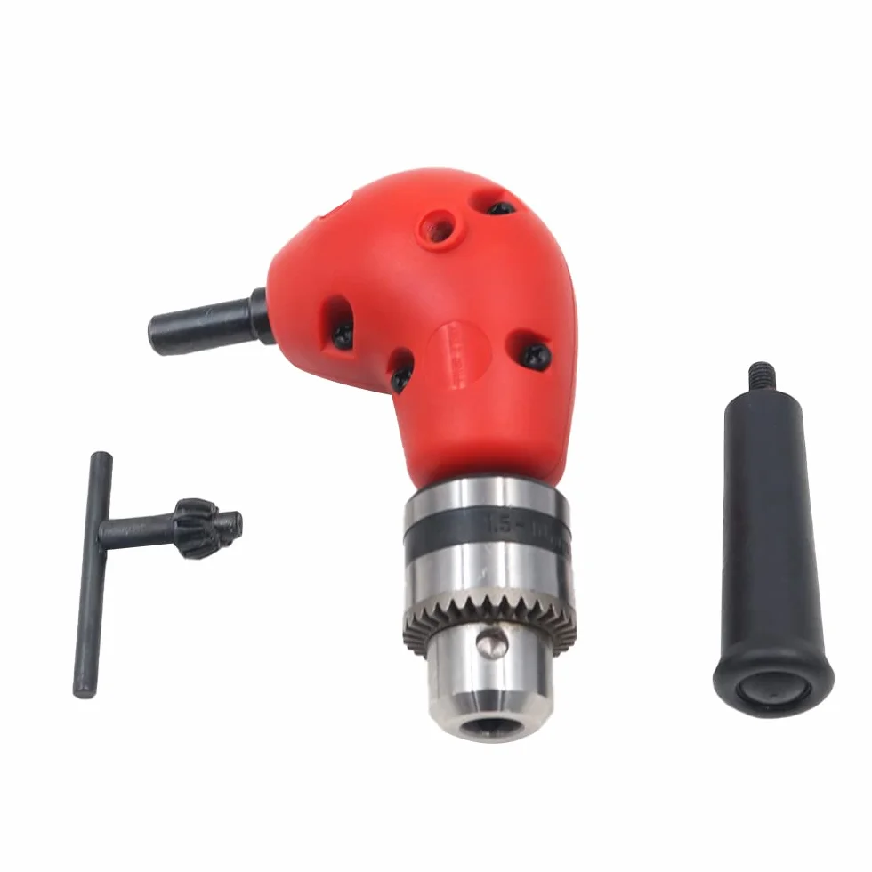 1-10 mm zaokrąglenie 90 stopni z zagięciem pod kątem prostym, przedłużenie, w pełni metalowa podszewka, stal węglowa, adapter do wierteł z trzonkiem 9,5 mm, 3/8 cala, czerwony i czarny
