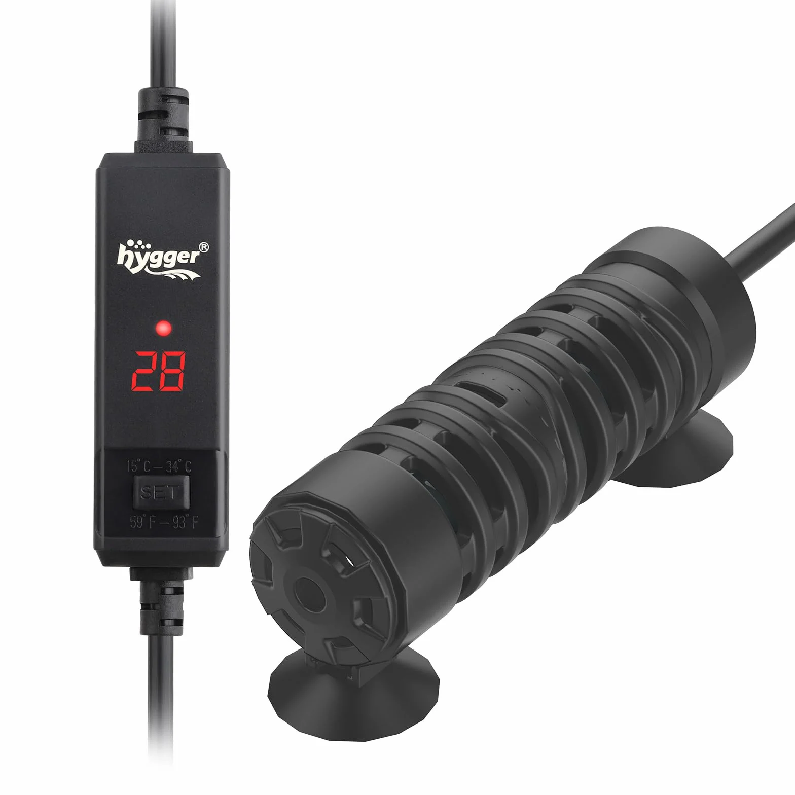 hygger Grzejnik do akwarium 25 W, cyfrowy wyświetlacz LED, podgrzewacz 3-19 l
