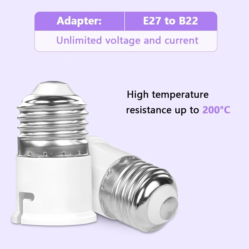 AUAUY adapter oprawki E27 na B22, konwerter oprawek żarówek, adapter śrubowy na Bajonet, konwerter gniazdo ES na BC, do żarówek LED, żarówek żarowych, żarówek CFL, opakowanie 4-pakowe