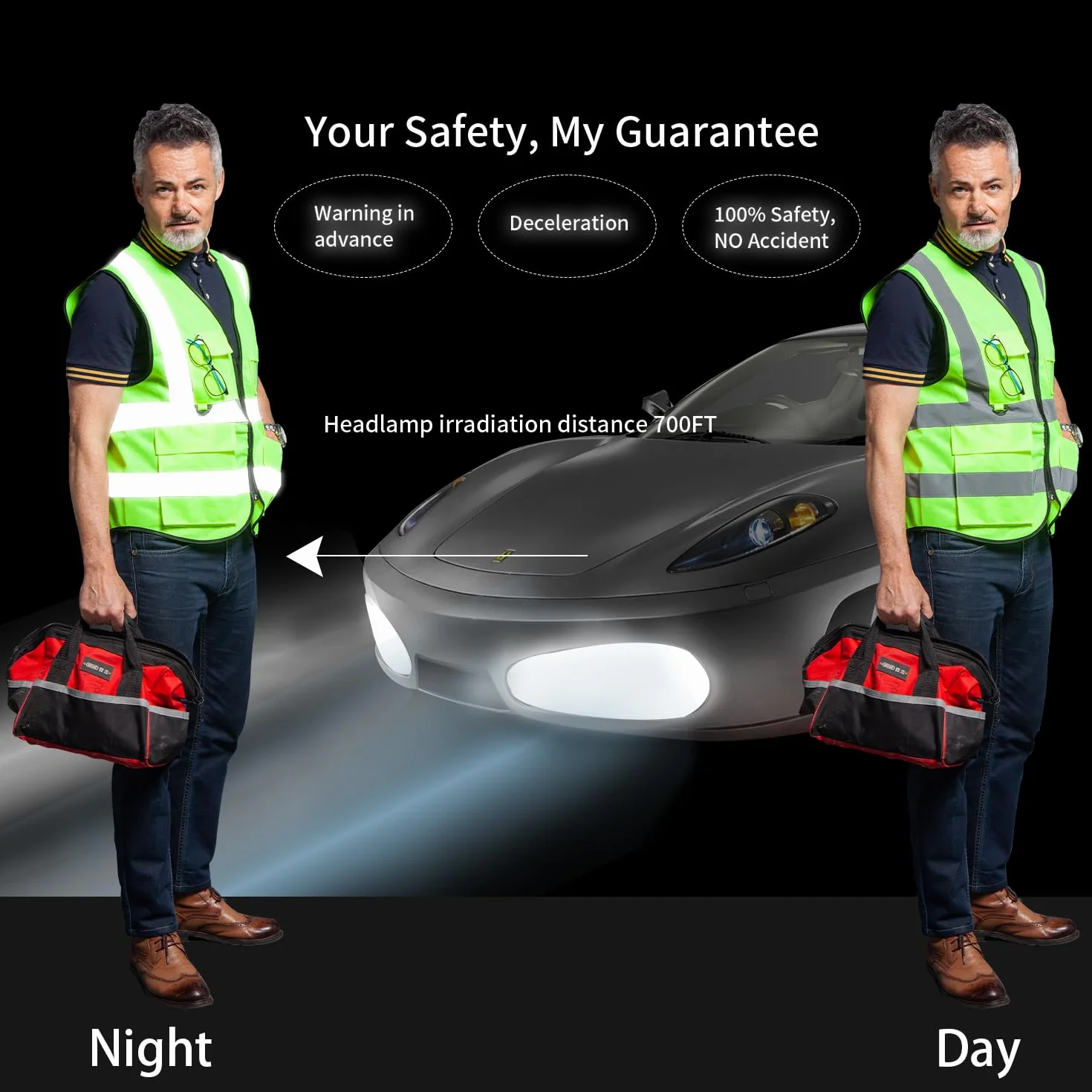 Kamizelki Hi Vis dla kobiet i mężczyzn, odblaskowa kamizelka bezpieczeństwa z kieszeniami, zamek błyskawiczny z przodu, spełnia normy ANSI/ISEA, Zielona tkanina, L