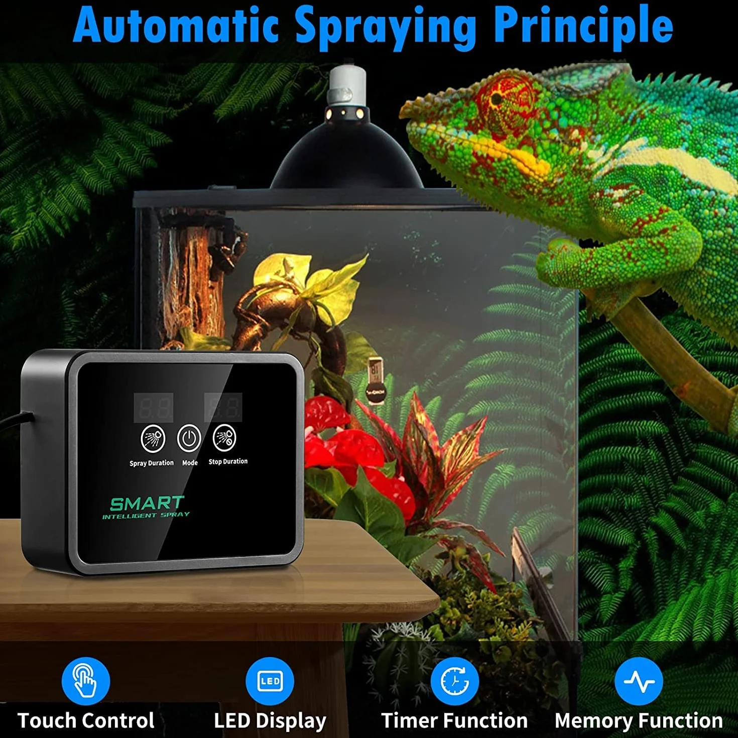 Inteligentny system mgiełki gadów z timerem, automatyczny nebulizator z dyszami natryskowymi 360°, nawilżacz powietrza, terrarium dla kameleonów, płazów, gadów, roślin i ziół