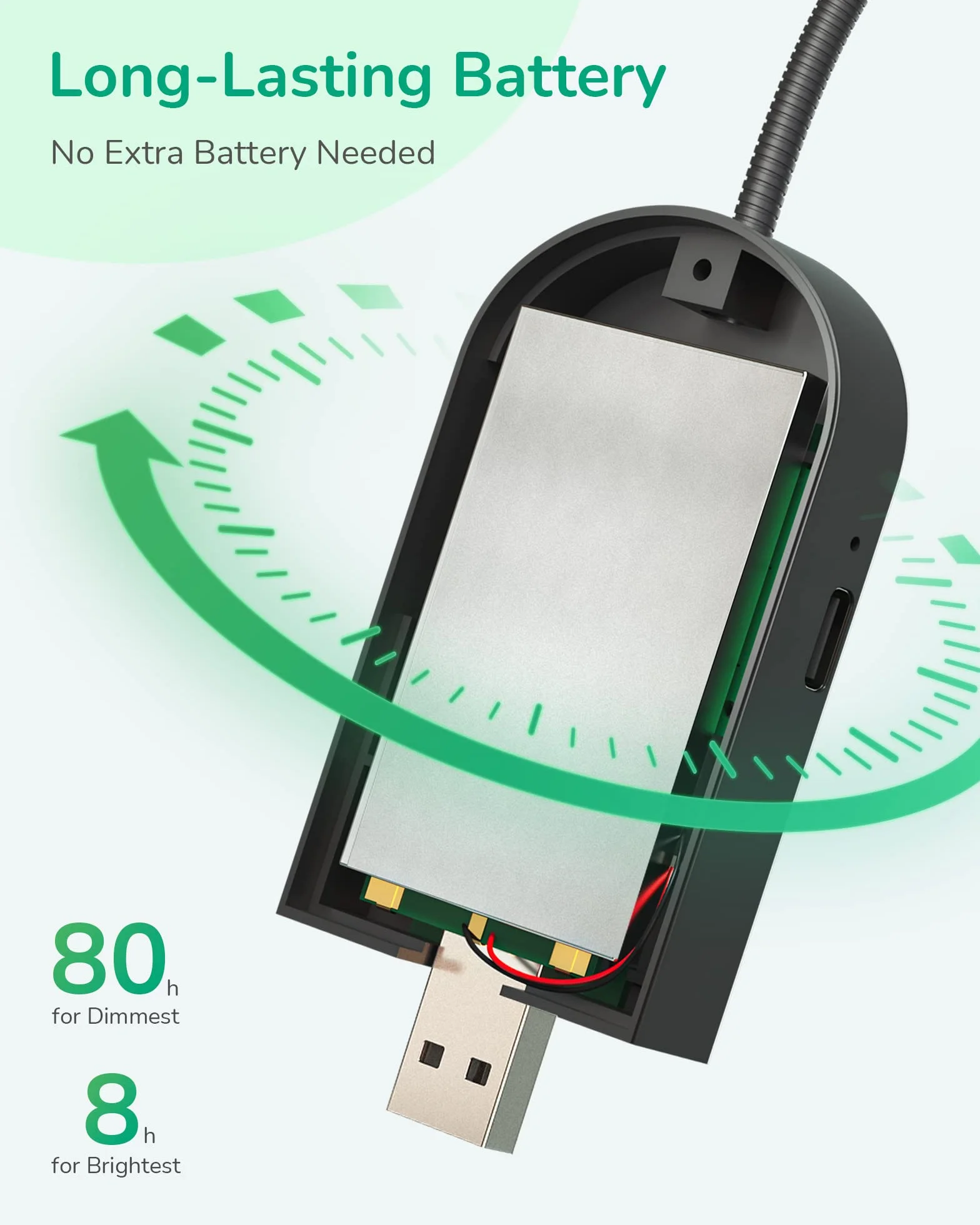 EDISHINE Lampa do czytania z 8 diodami LED USB z możliwością ładowania 360°, elastyczna szyja łabędzia, 3 temperatury barwowe i ciągłe ściemnianie, ochrona oczu, lampa zaciskowa do czytania w łóżku,
