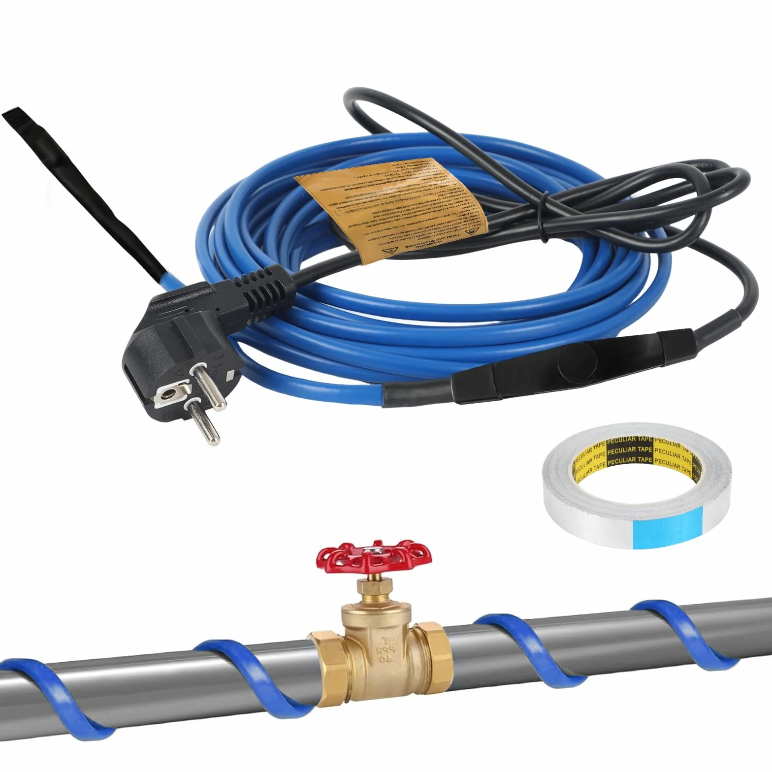 Kabel grzewczy samoregulujący 5,5 m 25 W/M z termostatem wodoszczelny do rur
