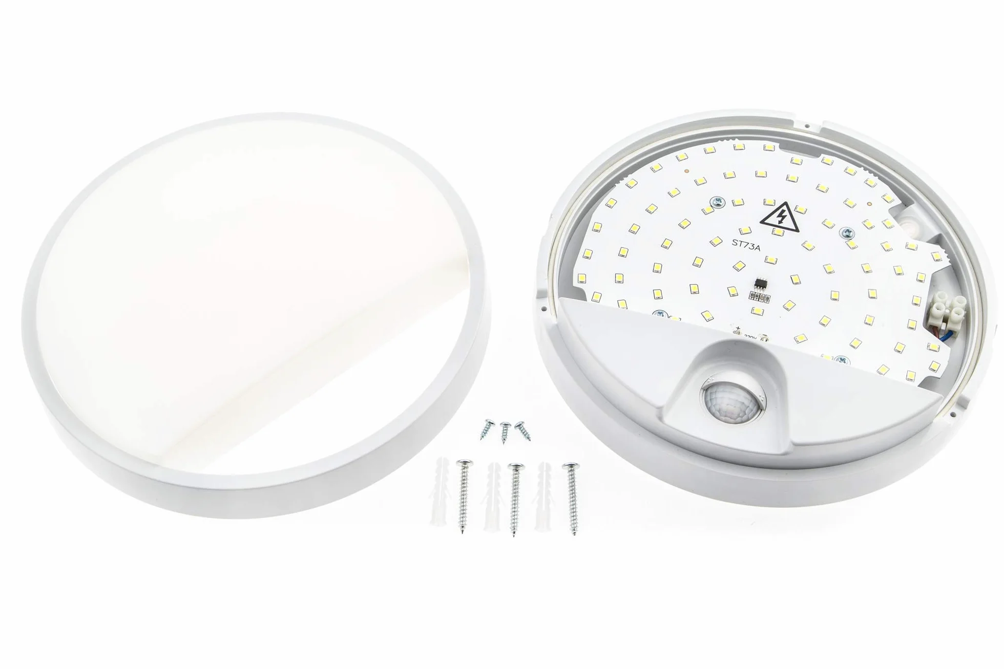 HUBER Lampa ścienna LED z czujnikiem ruchu 140° 10 W, 957 lm I IP54, chroniona lampa zewnętrzna LED z czujnikiem ruchu, lampa ścienna wewnątrz, okrągła, biała