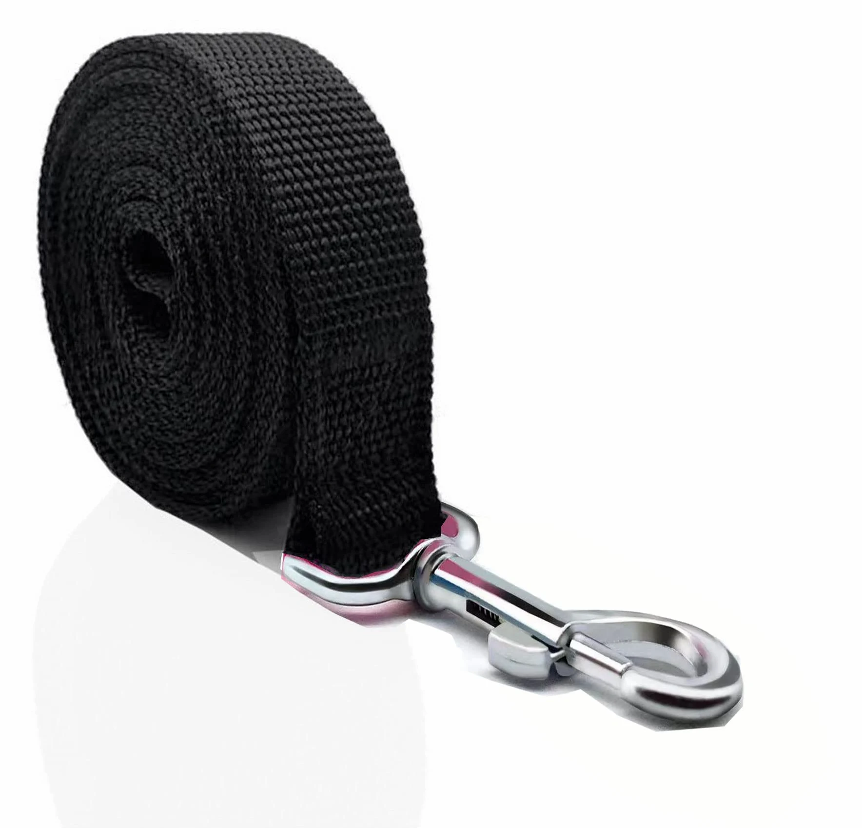 Nylonowa smycz dla psa, długość 25 m, do treningu chodzenia, smycze dla średnich i dużych psów, szerokość 2,5 cm (czarna)