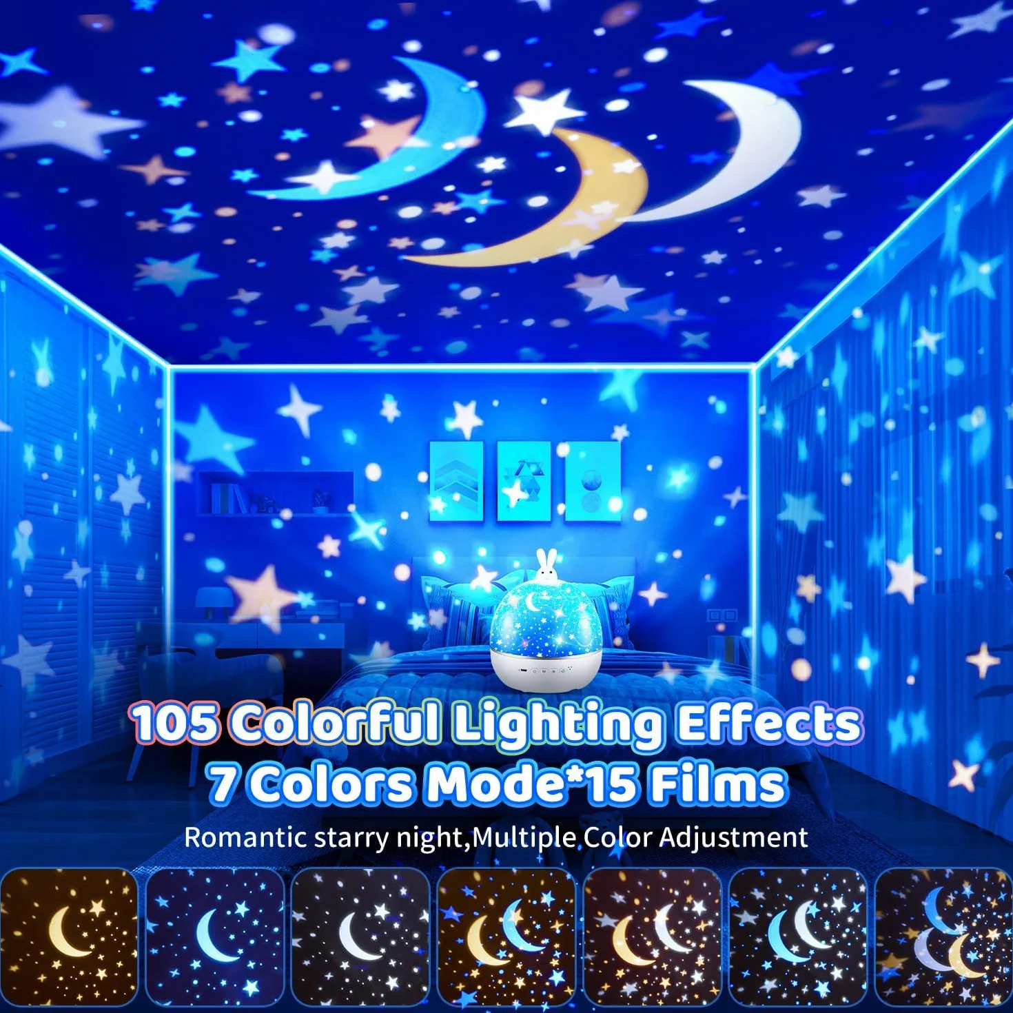 Lampka nocna, projektor gwiaździstego nieba dla dzieci z 15 filmami, lampka nocna dla dzieci, pozytywka dla niemowląt, dziewczynek, Bluetooth, lampka nocna dla dzieci, dekoracja, prezent dla