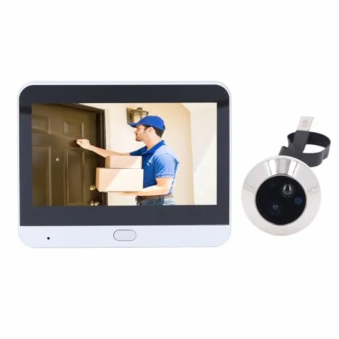 Wideodomofon WiFi do Mieszkania, Kamera z Wizjerem i Wyświetlaczem LCD 4,3 Cala, 2 MP 1080 P, Noktowizor, Detekcja Ruchu, Cyfrowy Wizjer Drzwi z Widokiem 160°