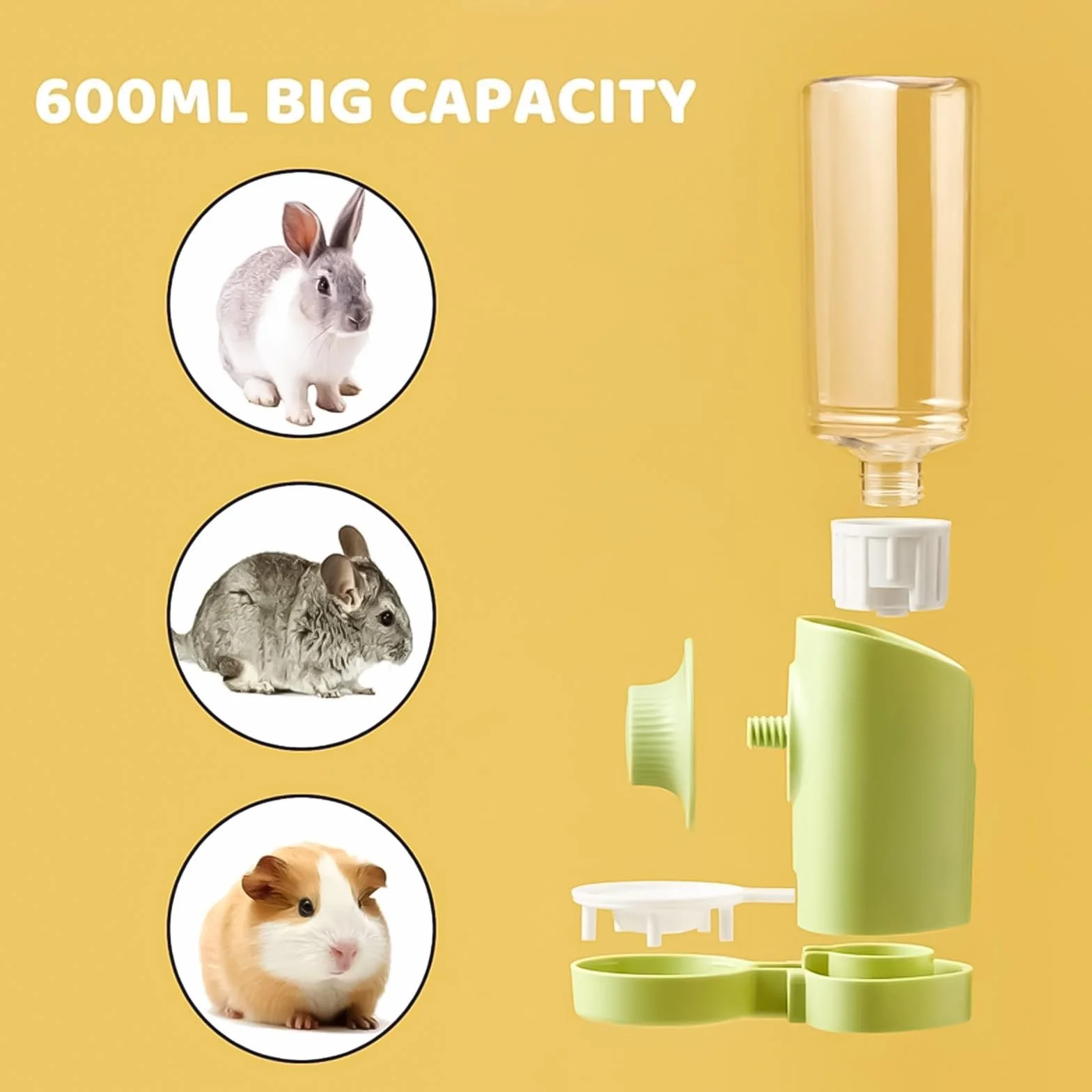 Xinlie automatyczny dozownik wody dla królików i małych zwierząt, 600 ml, zasilany grawitacją