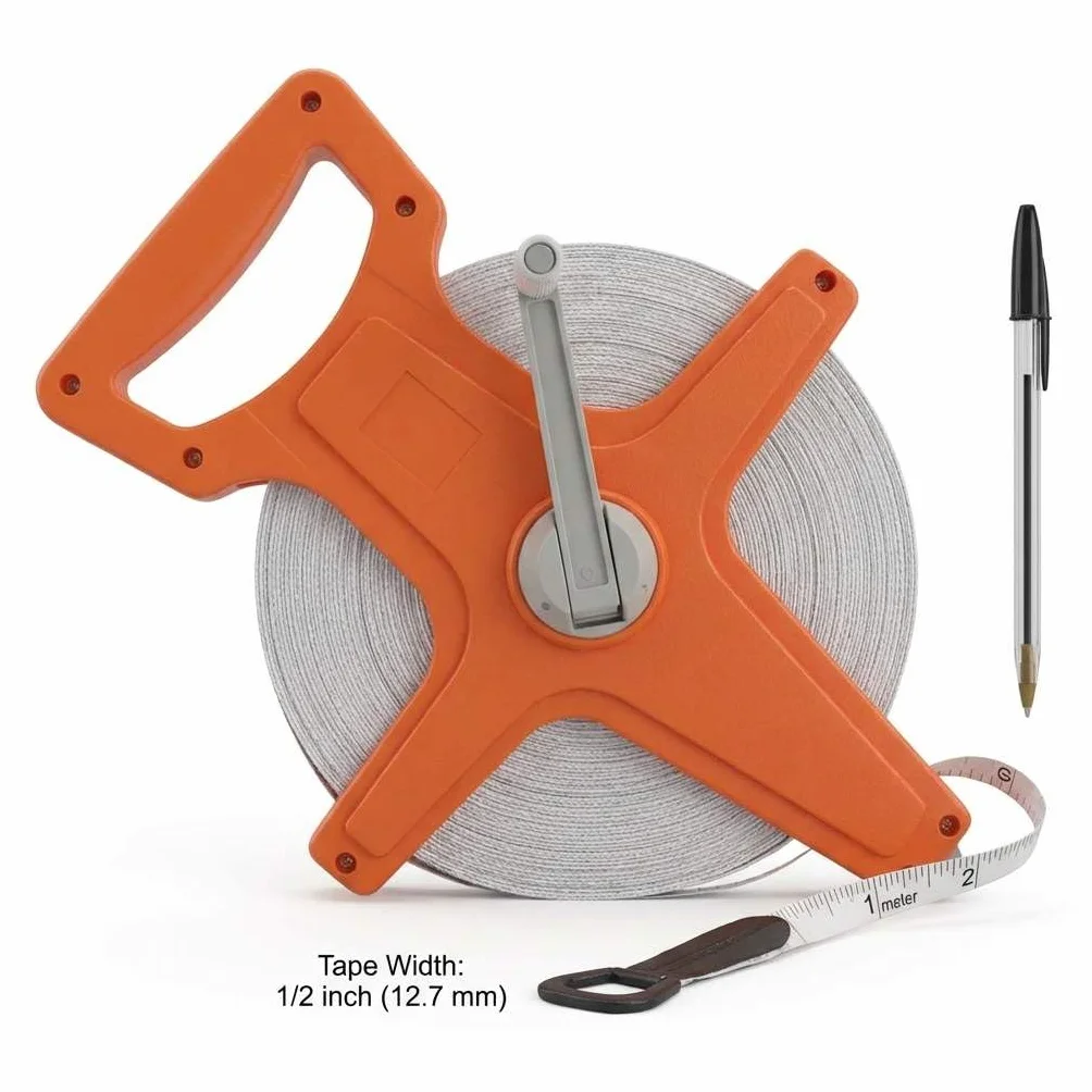 QWORK® Taśma miernicza z włókna szklanego, taśma rolkowa, 30M / 100 FT, dwustronna
