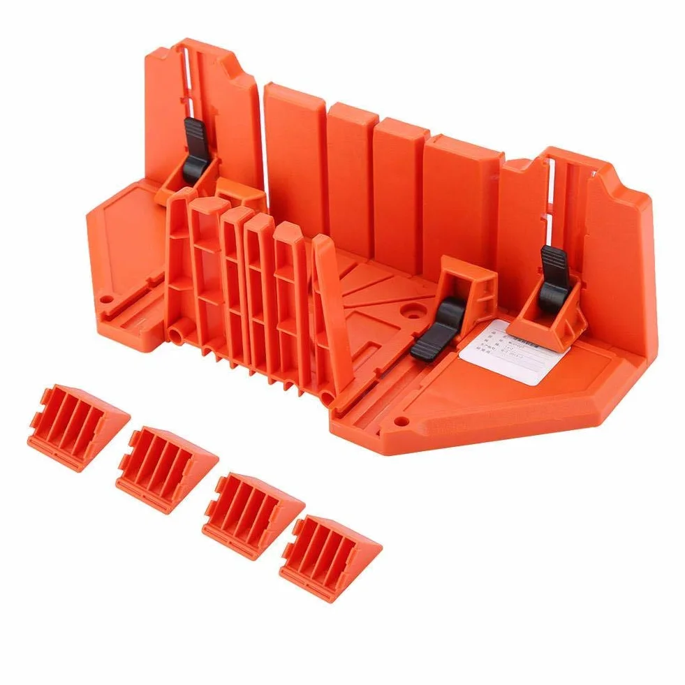 Skrzynka uciosowa z piłą i szczypcami do przycinania drewna – plastikowa skrzynka do cięcia, 35,5 x 11 x 15 cm, narzędzie ogrodnicze i DIY