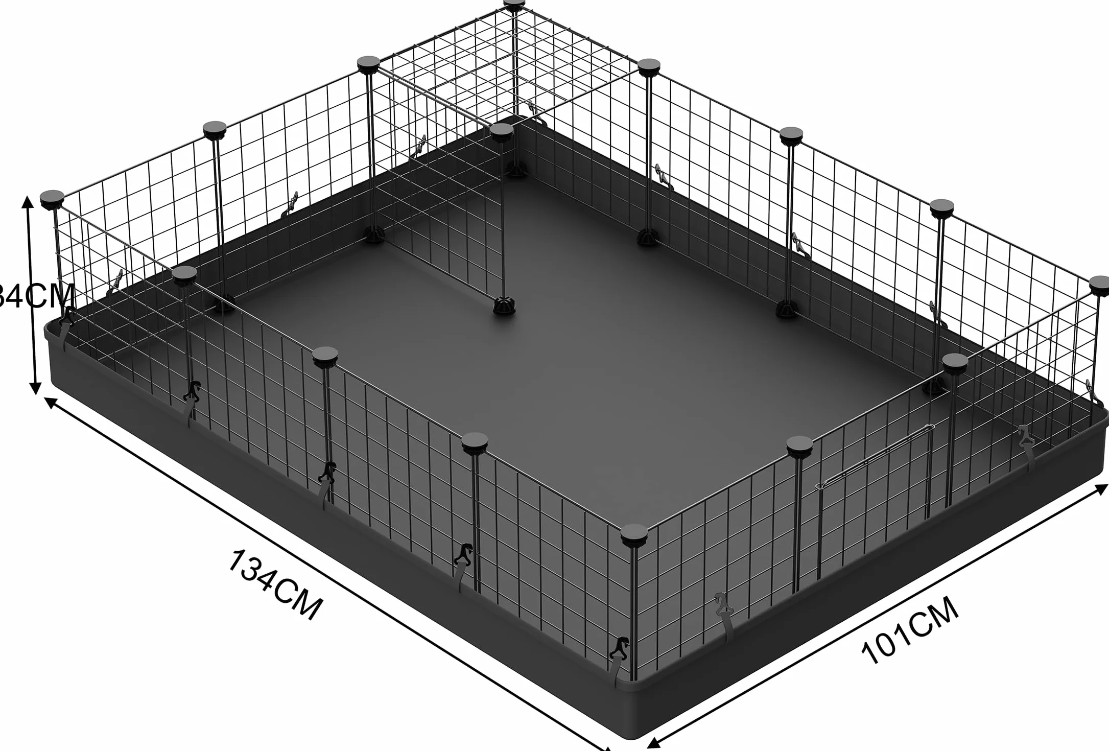 LANGXUN PILIN organizer do kostek do przechowywania czarnego drutu metalowego, DIY klatka dla małych zwierząt dla królika, świnek morskich, szczeniaka | Produkty dla zwierząt domowych przenośne metalowe ogrodzenie z drutu (24 szt.)