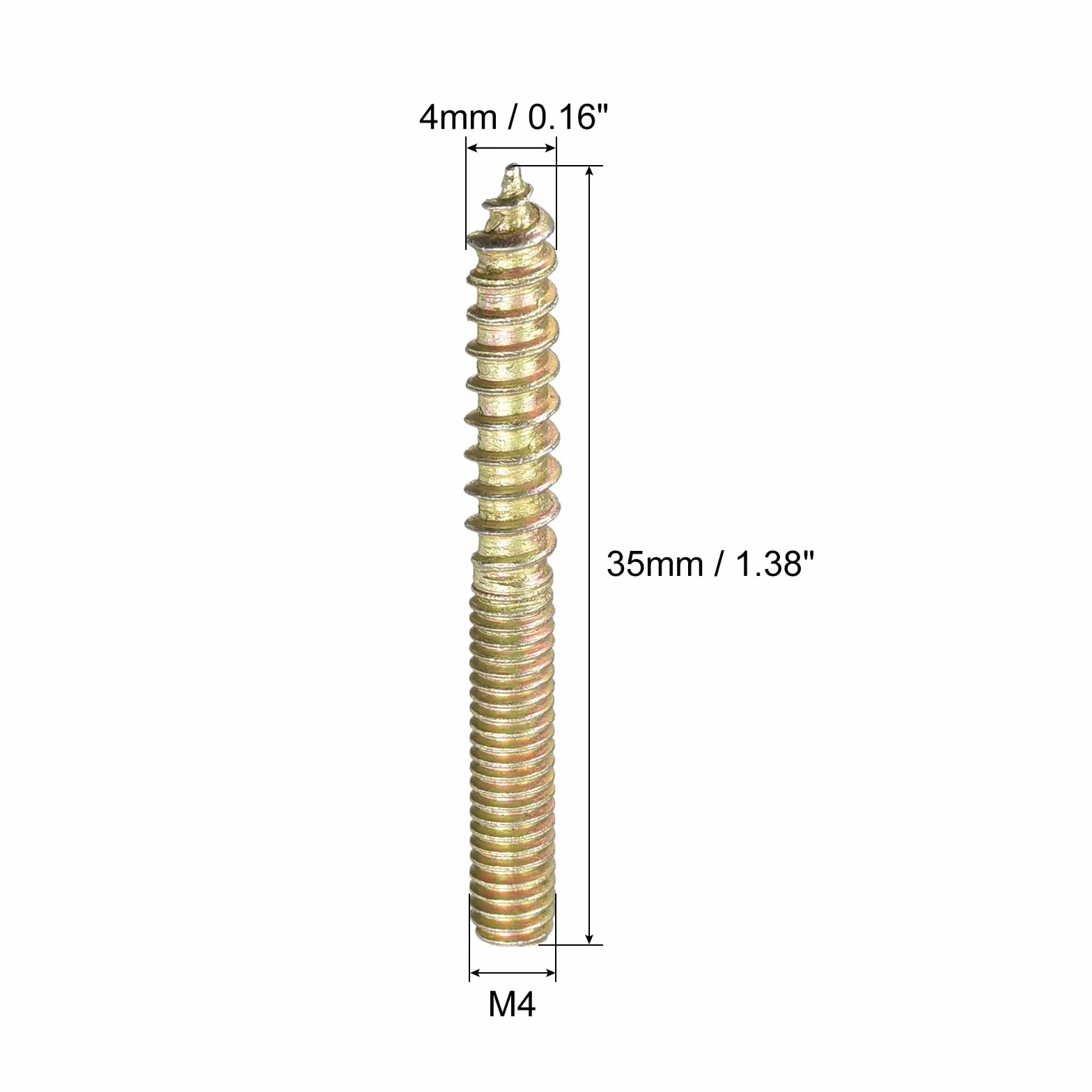 sourcing map 16 sztuk śrub trzpieniowych M4 x 35 mm, dwustronne śruby gwintowane do łączenia mebli drewnianych