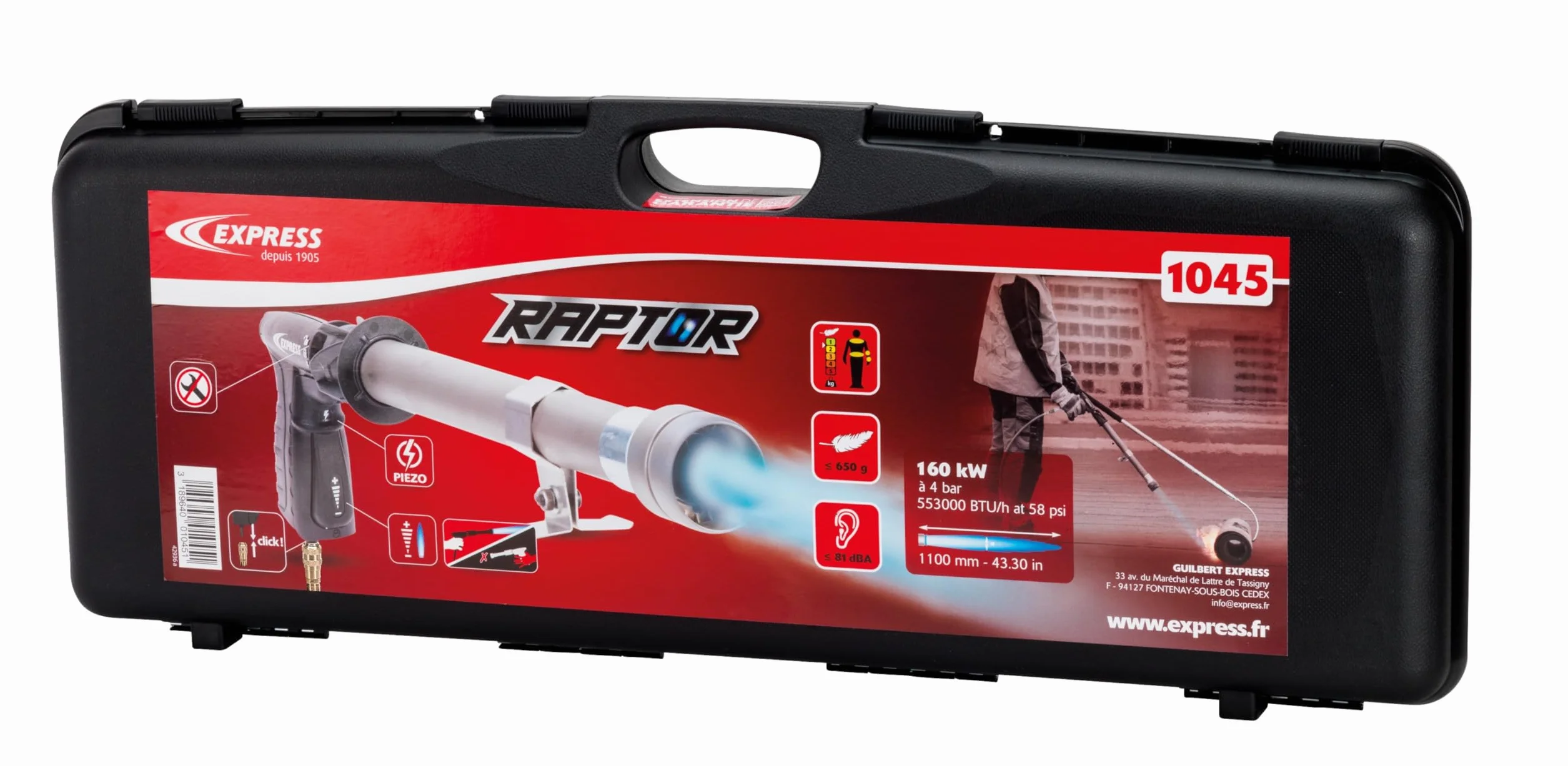Raptor uszczelniający palnik 160 kW zapłon piezo uchwyt bezpieczeństwa szybkozłączka