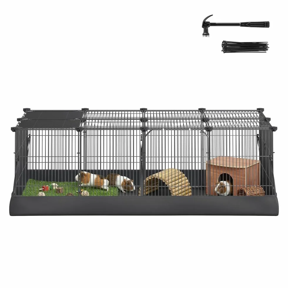 SONGMICS Wybieg dla małych zwierząt 123 x 63 x 41,5 cm czarny LPI012BH01