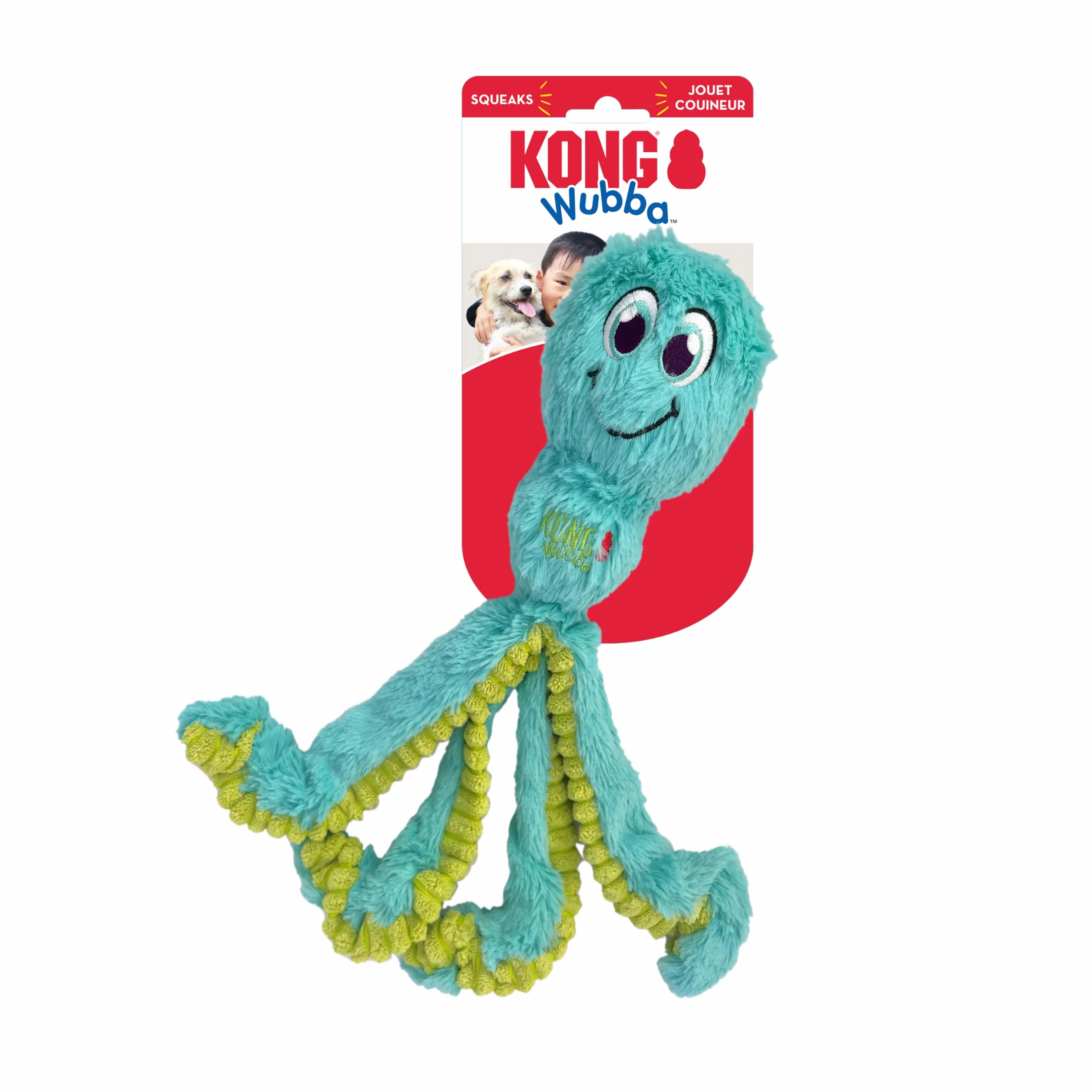 KONG Wubba ośmiornica holownik i wyciąganie piszczący pies zabawka różne kolory (duża)