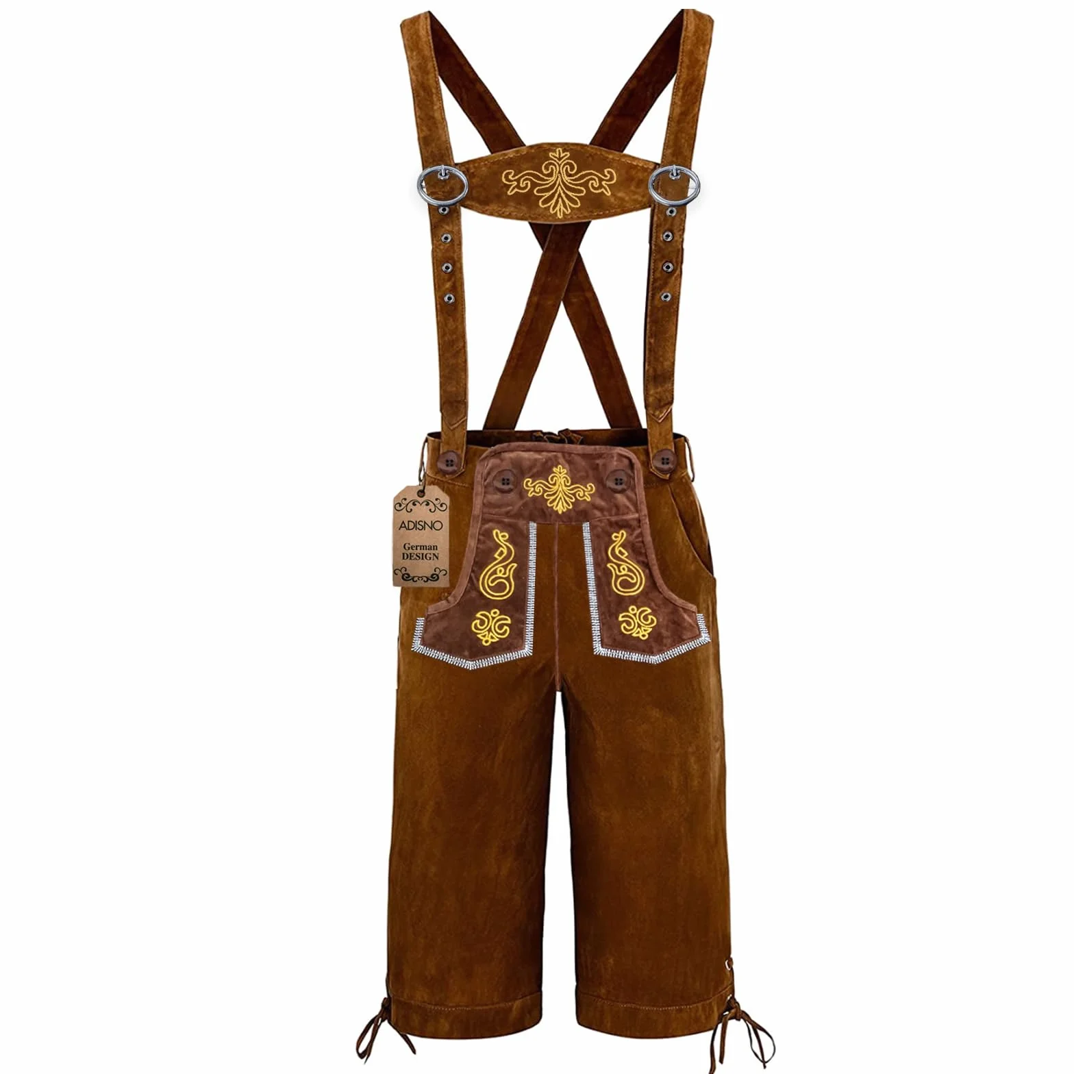 Lederhosen spodnie skórzane, męskie spodnie Oktoberfest, spodnie skórzane, bawarskie, brązowe