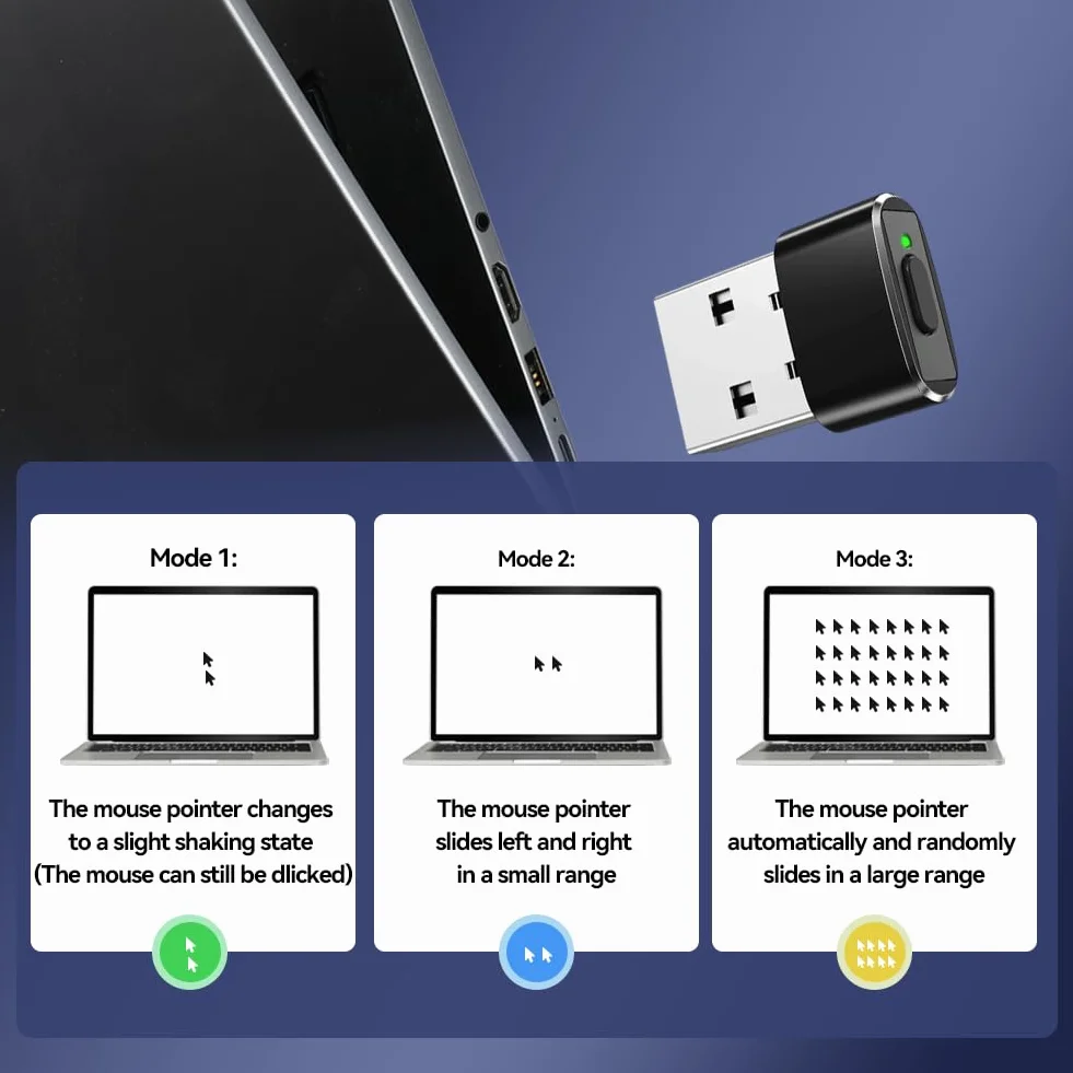 AXFEE Symulator myszy USB niewykrywalny z przyciskiem przełącznika 3 tryby Jiggler