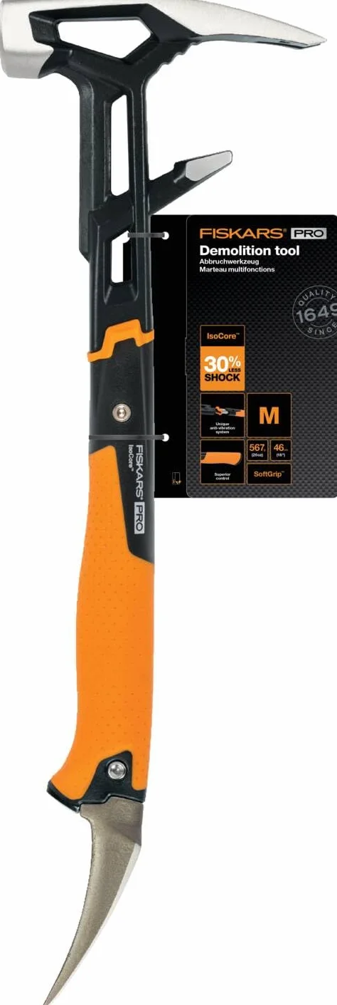 Fiskars Narzędzie do wyburzania IsoCore M, Długość: 46,2 cm, Waga: 1,38 kg, Czarny/ pomarańczowy, 1027220