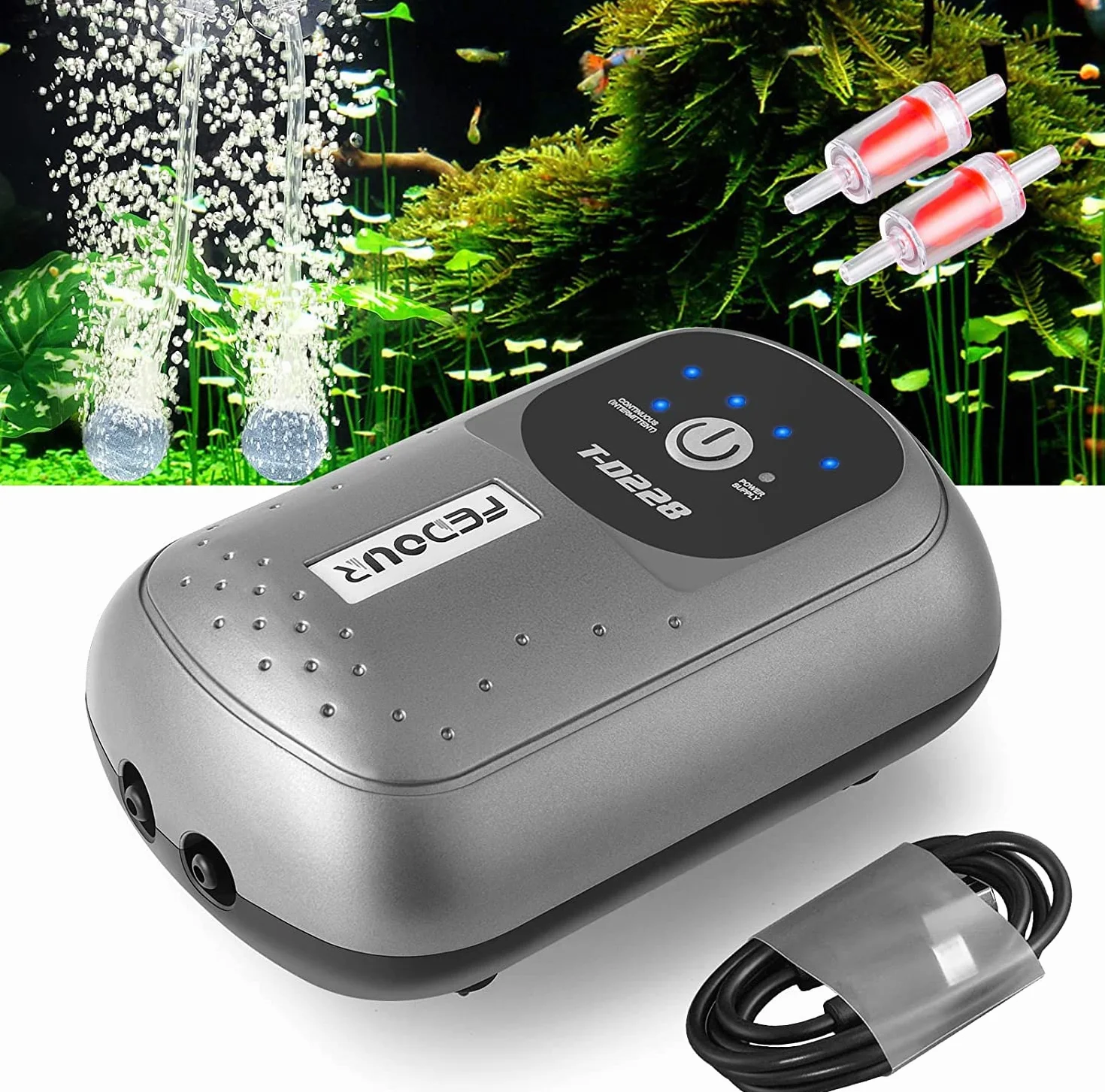 FEDOUR Przenośna pompka powietrza do akwarium USB, inteligentna pompa tlenowa na baterie, do basenów rybnych o pojemności do 350 l, do wędkowania na świeżym powietrzu, transportu wodnego, rynku