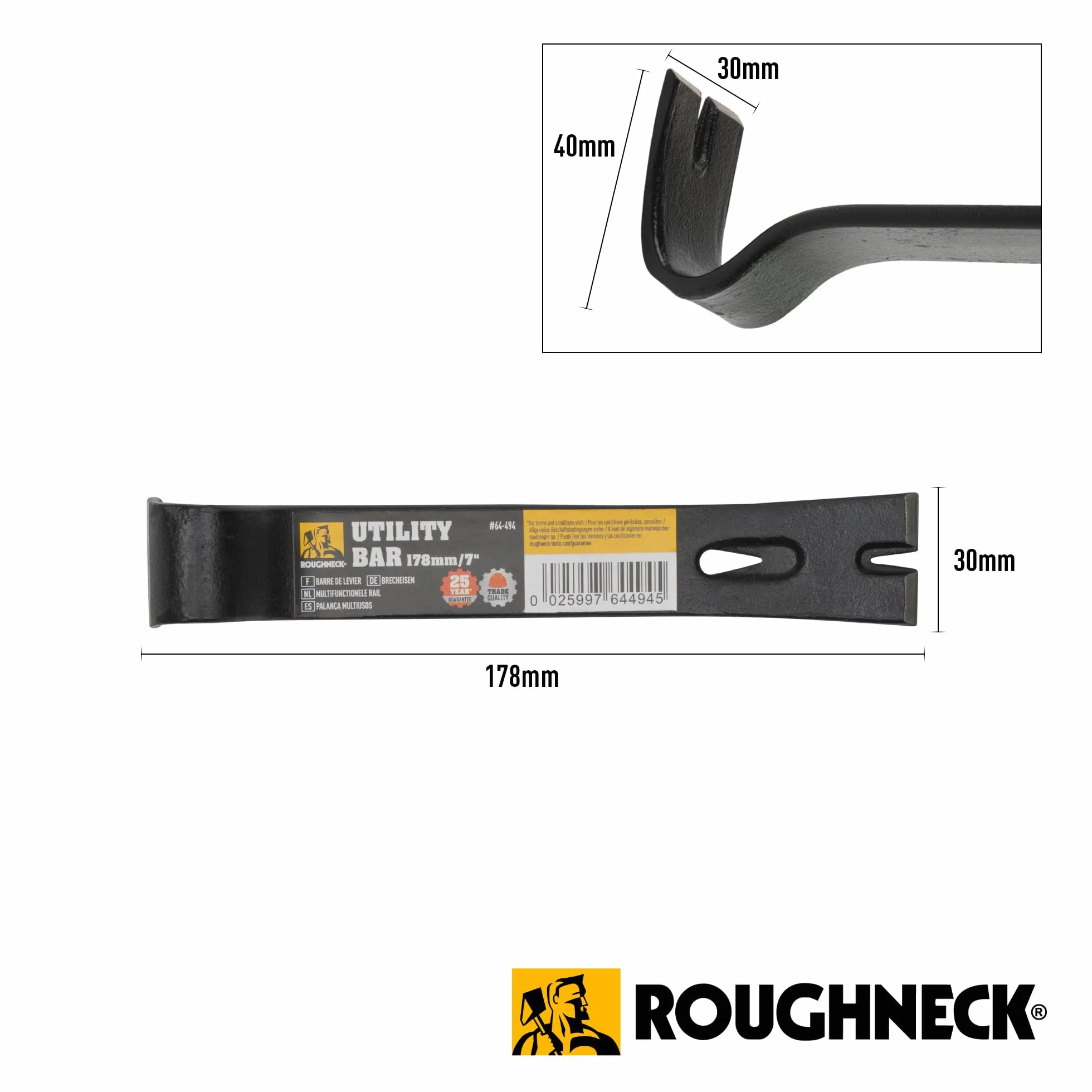 Roughneck ROU64494 Mini drążek użytkowy, 178 mm, 1 szt