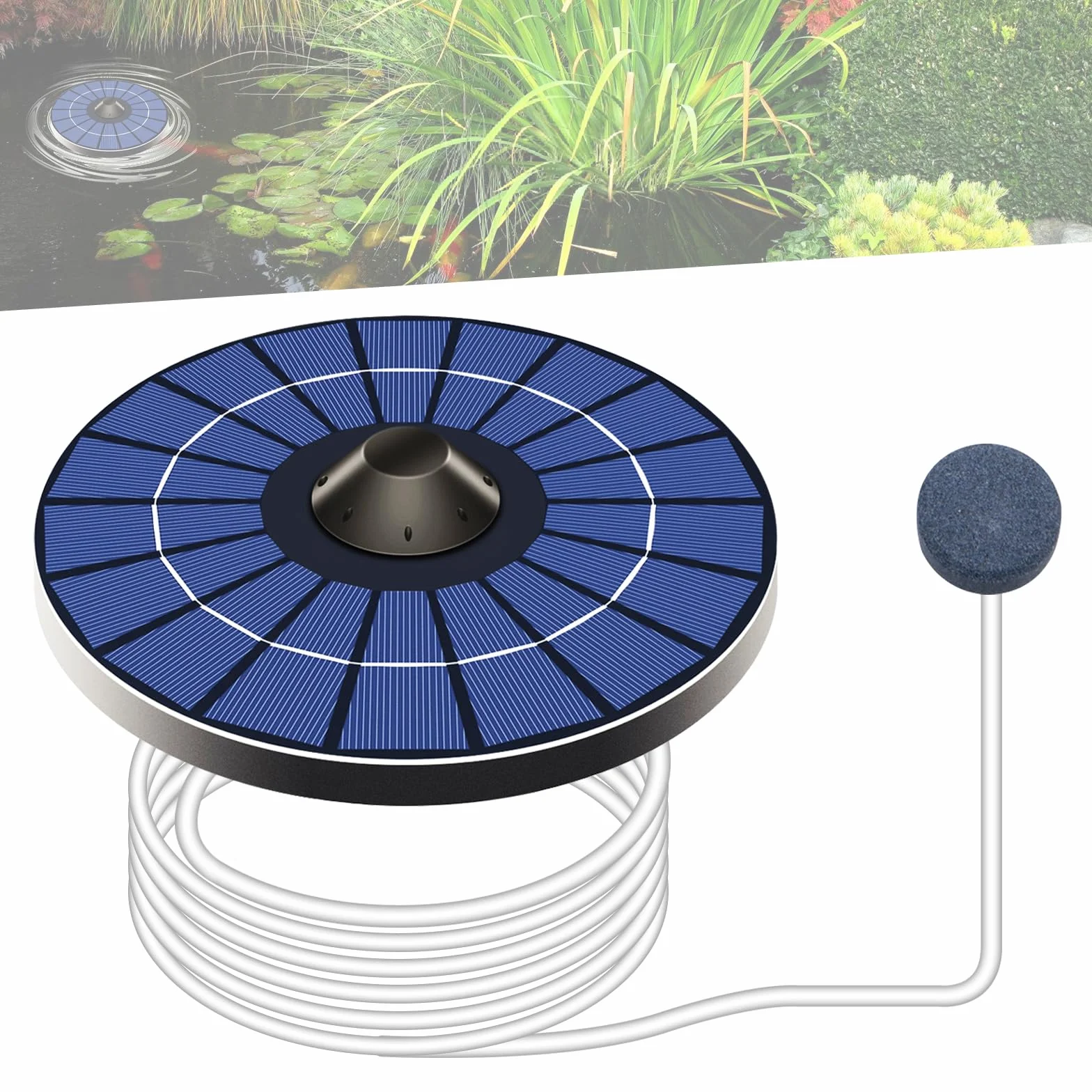 Oxygenato solarna pompa tlenowa do akwarium stawu z kamieniem i rurą