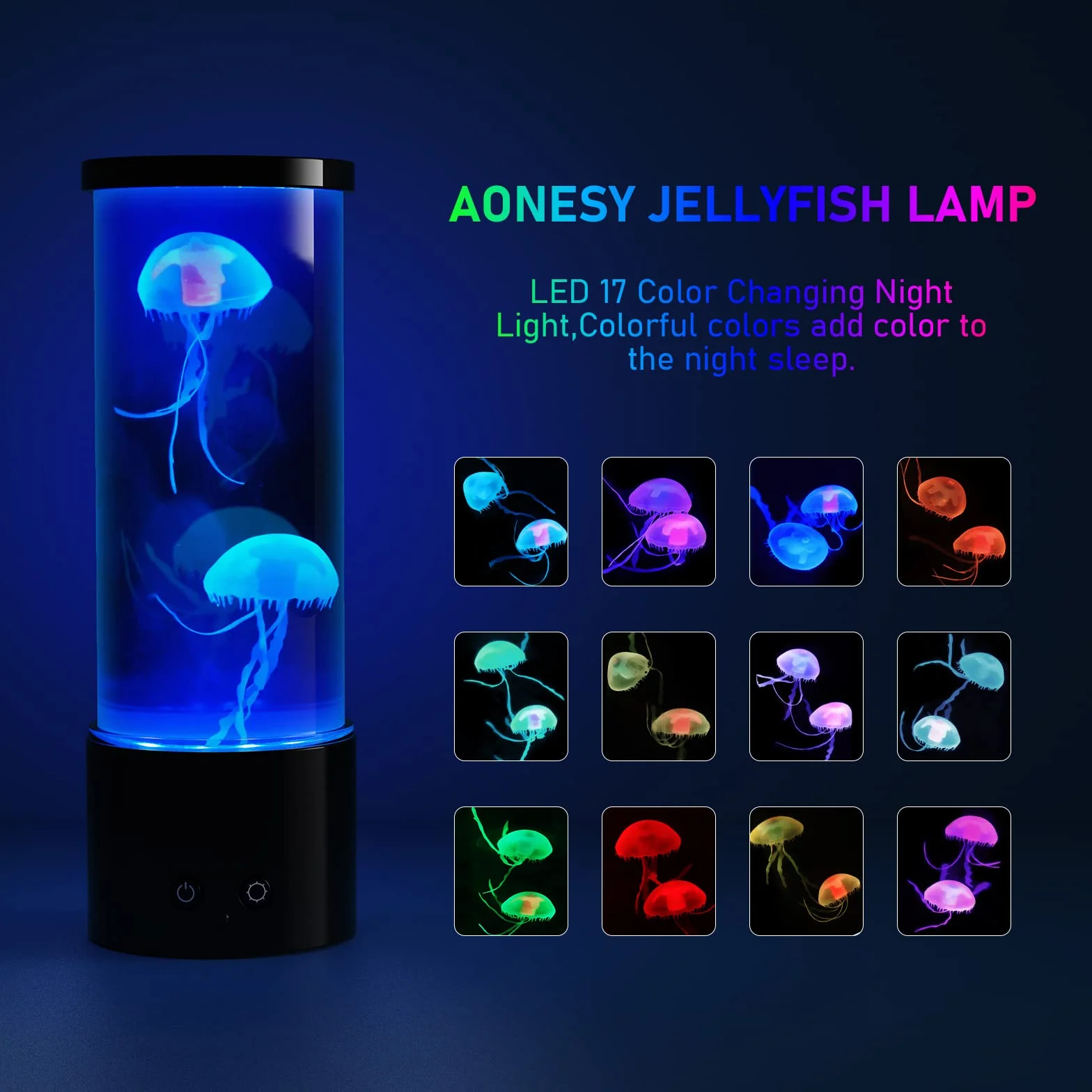 AONESY Lampa LED z meduzami 17 kolorów lampa lawowa z pilotem zdalnego sterowania