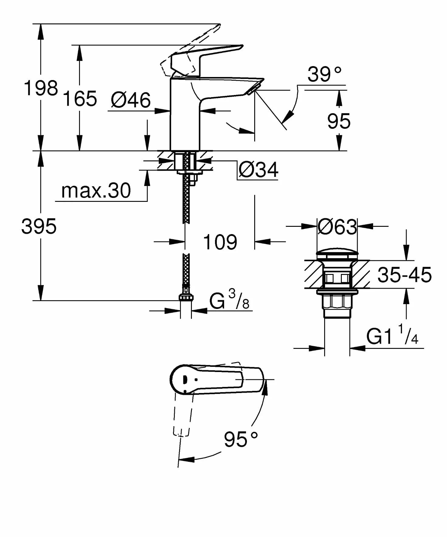 Grohe Start Bateria Srebrny S 198 mm