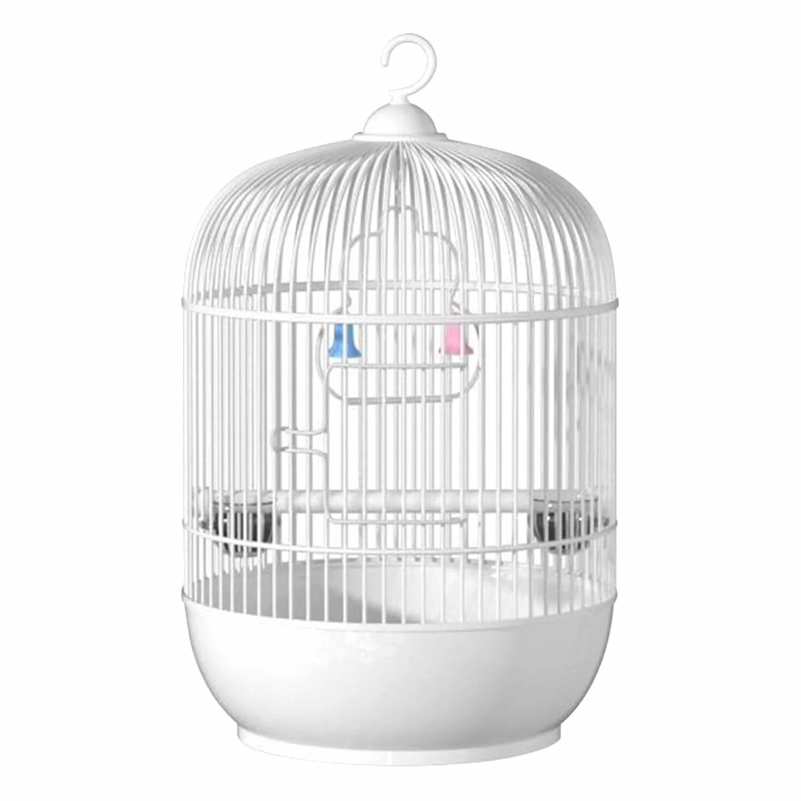 Bird Cage, Parakeet Carrier, Travel Cage, Sturdy Iron Frame, Built-In Handle and Perch, Ideal for Travel or Home Use, 9.05x9.05x14.57 Inches, White Color, 1 Piece