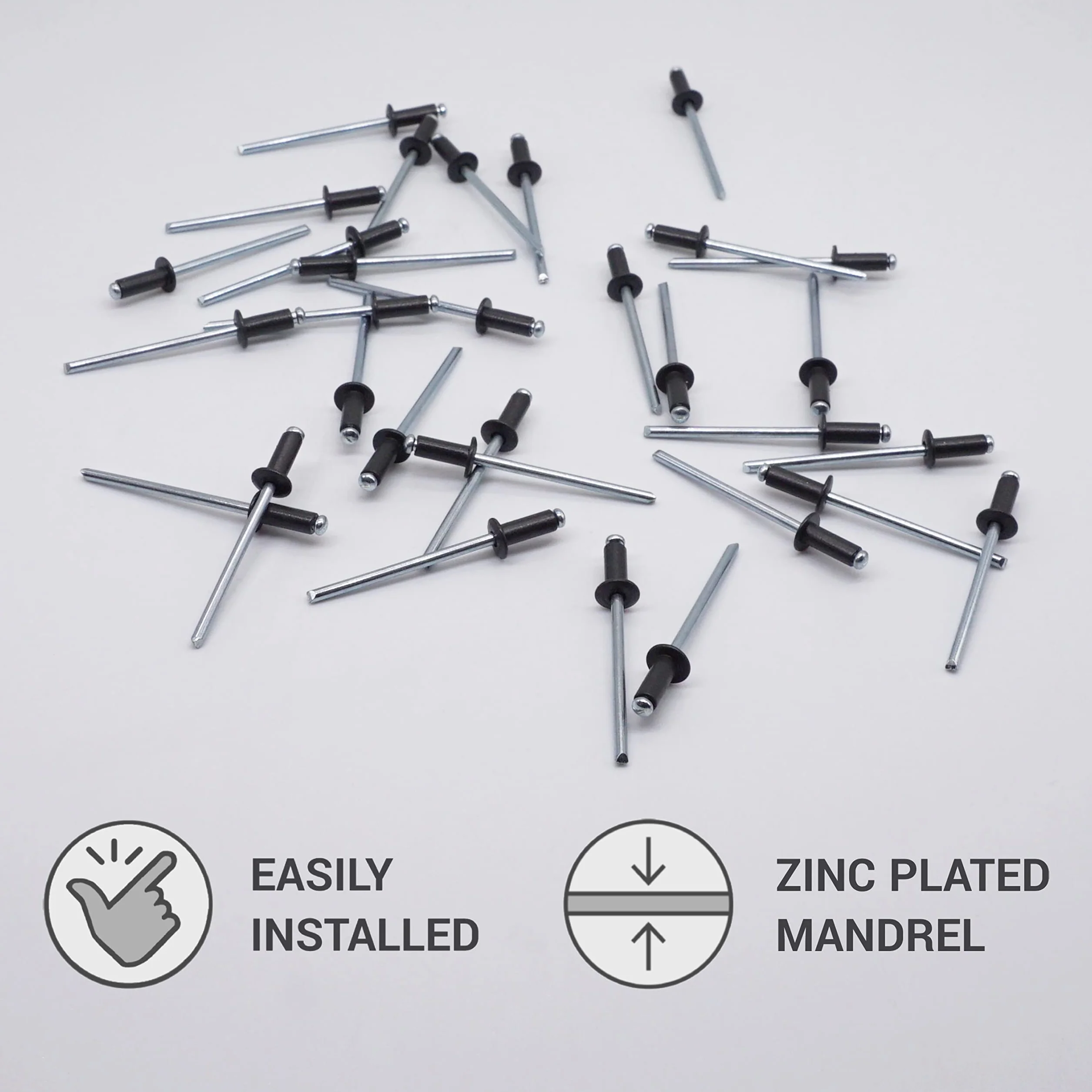 SKIR'CO (opakowanie 100 szt.) Lakierowane nity 3,2 x 8 mm, głowica kopułkowa, DIN 7337, nity aluminiowe, nity pop (100, antracyt szary RAL 7016)