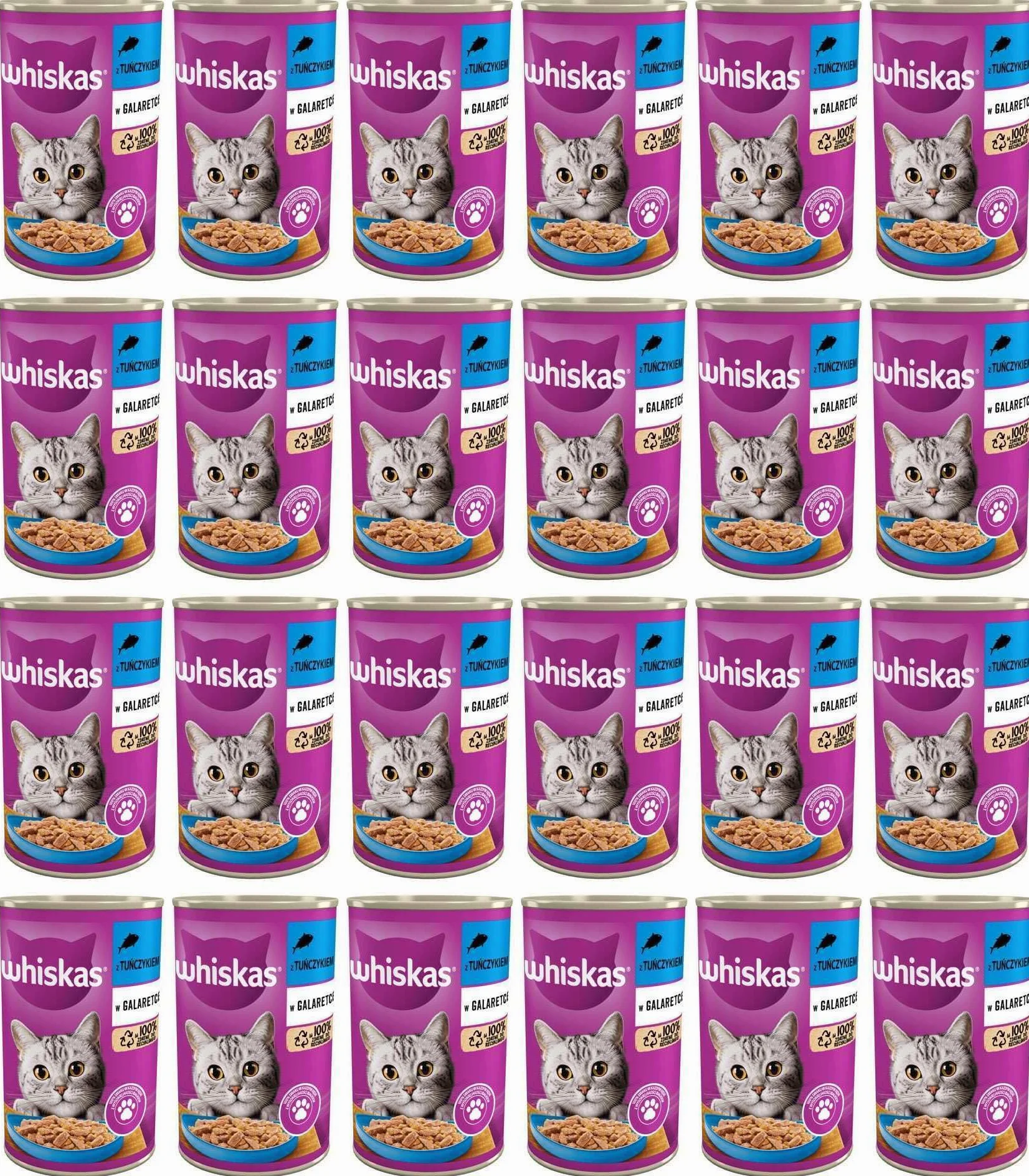 Whiskas karma mokra dla kotów Adult 1+ z tuńczykiem w galaretce, 24 x 400g