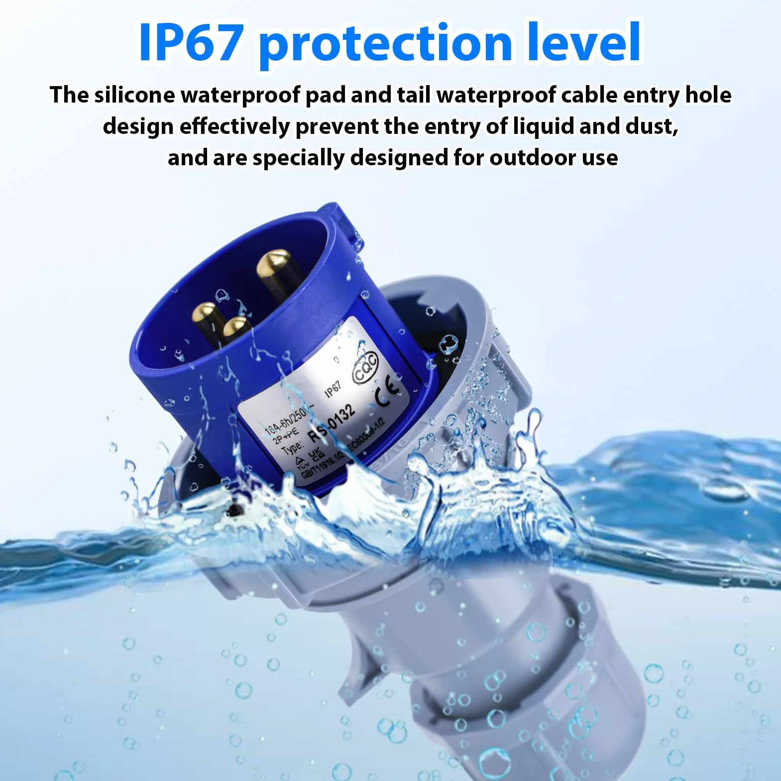 Adapter Przemysłowy 250V 16A 2P + E, 3-Pinowy Adapter Wtyczki/Gniazda Elektrycznego CEE Ip67 Wodoodporne Ognioodporne Złącze Sprzęgła Gniazdowego (Wtyczka)