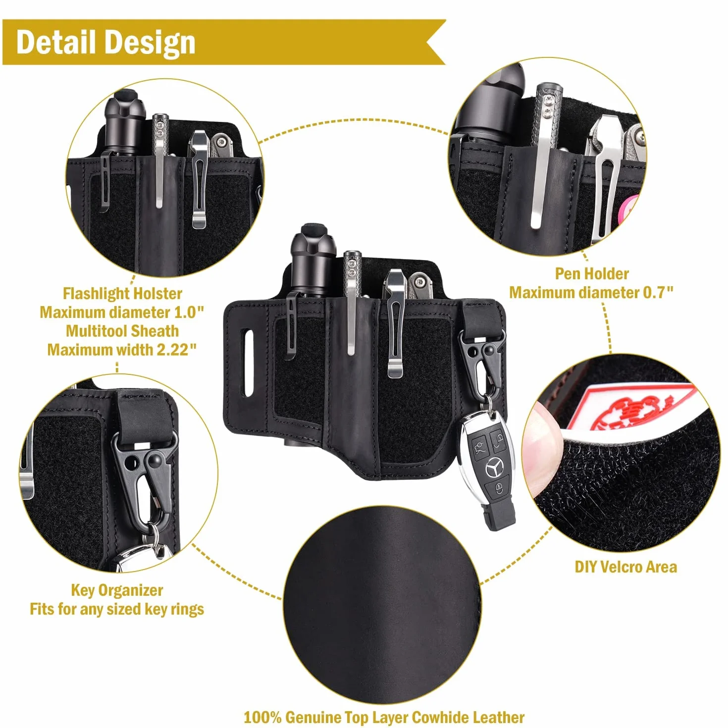 VIPERADE PL3 skórzana pochwa wielofunkcyjna EDC organizer kieszonkowy na pasek