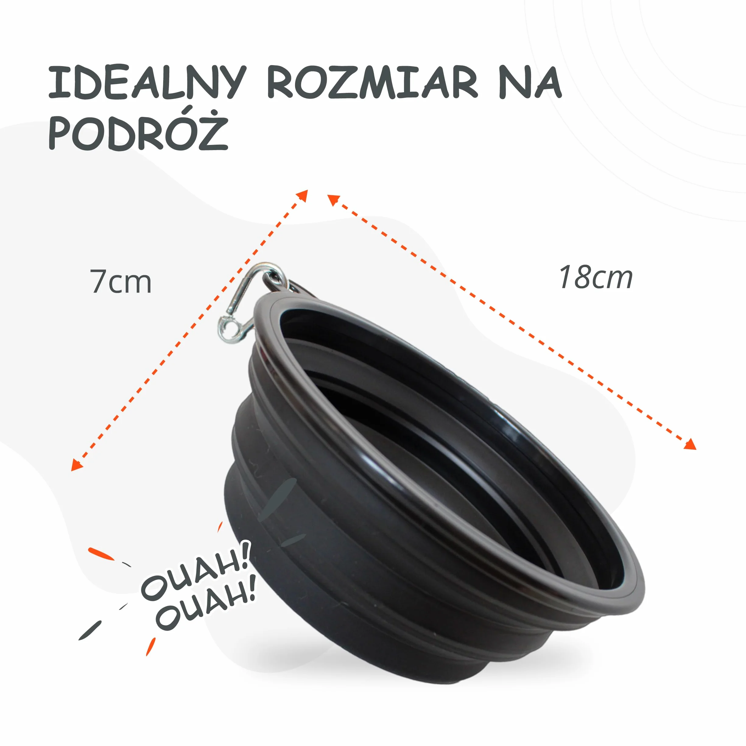 Składana miska dla psa w podróży [oryginalna] miska podróżna, miska na jedzenie i wodę dla psów 1000 ml, idealna do podróży, spacerów i na co dzień – lekka, kompaktowa (1000 ml, czarna)
